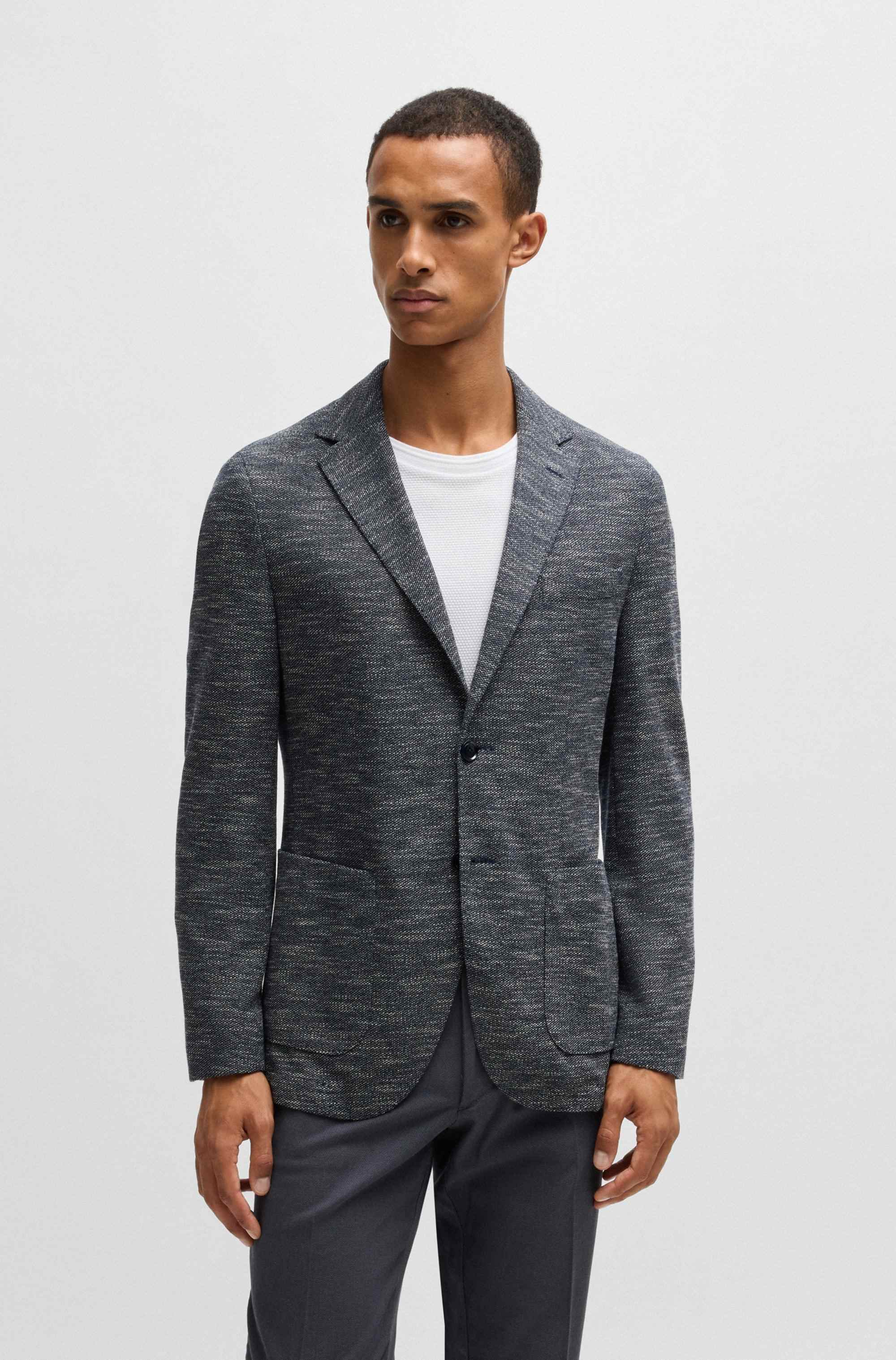 Regular-fit jacket in micro-patterned stretch fabric