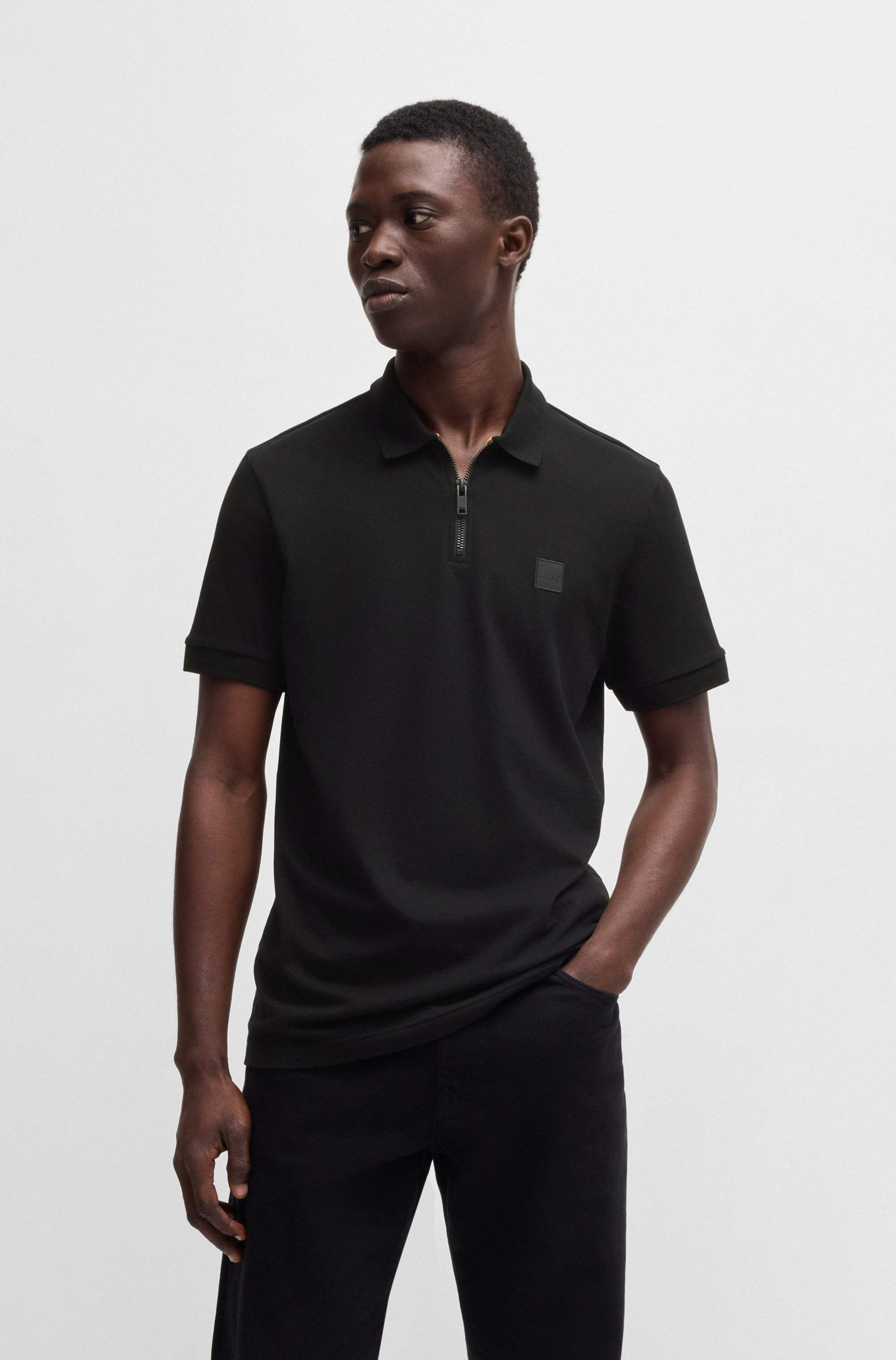 Slim-fit knit polo in stretch-cotton piqué