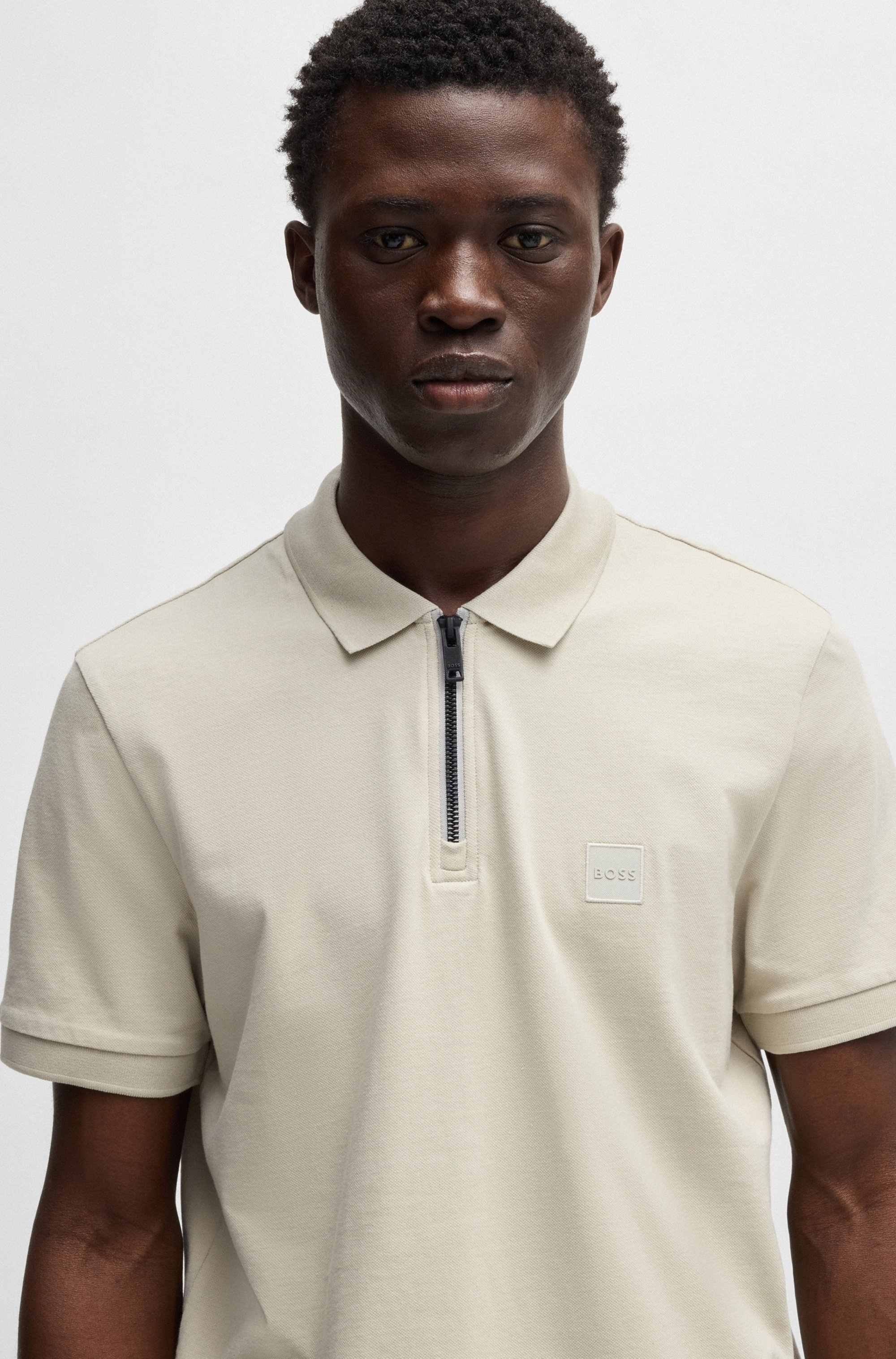 Slim-fit knit polo in stretch-cotton piqué