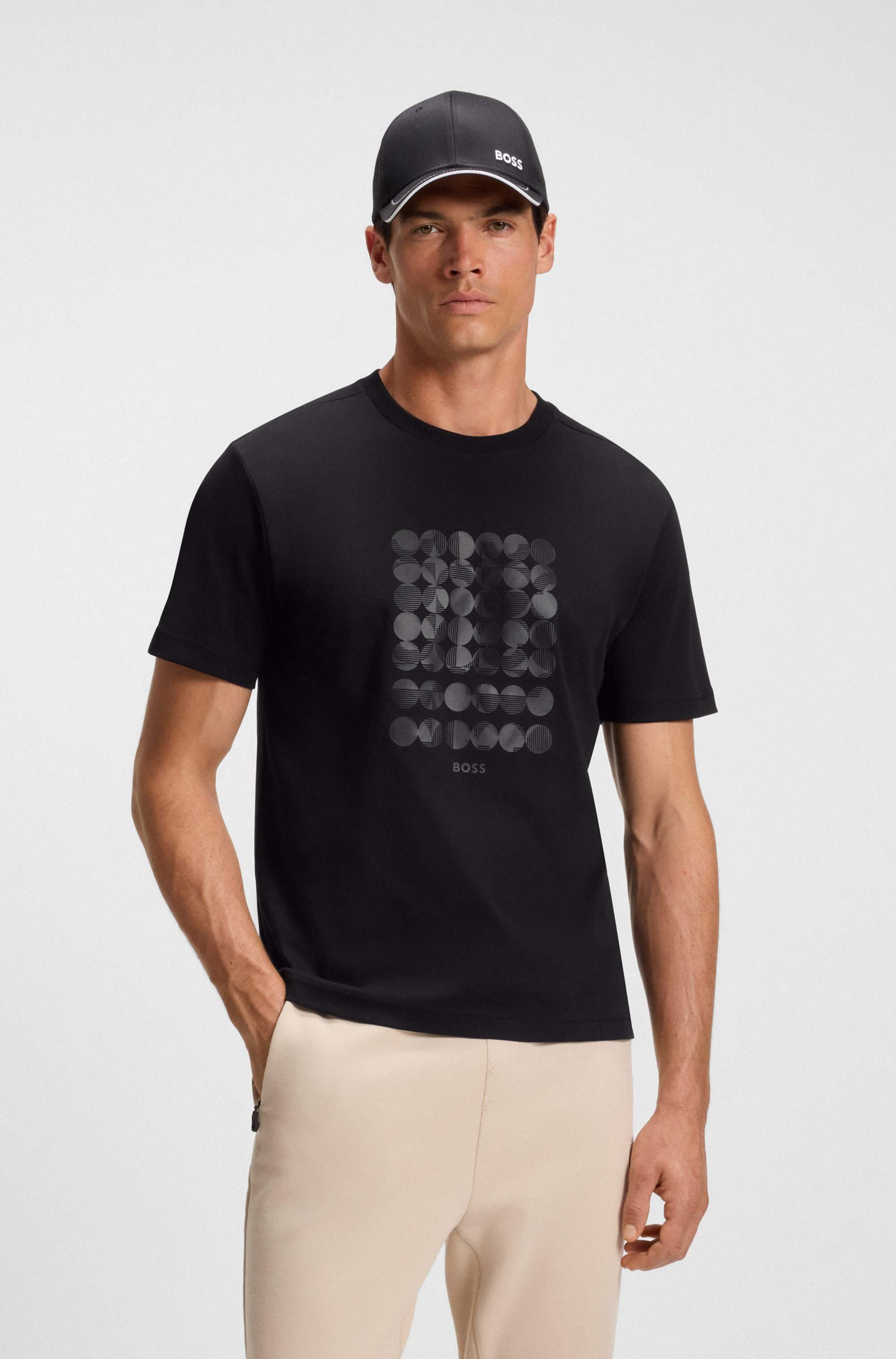 Interlock-cotton T-shirt with circle artwork