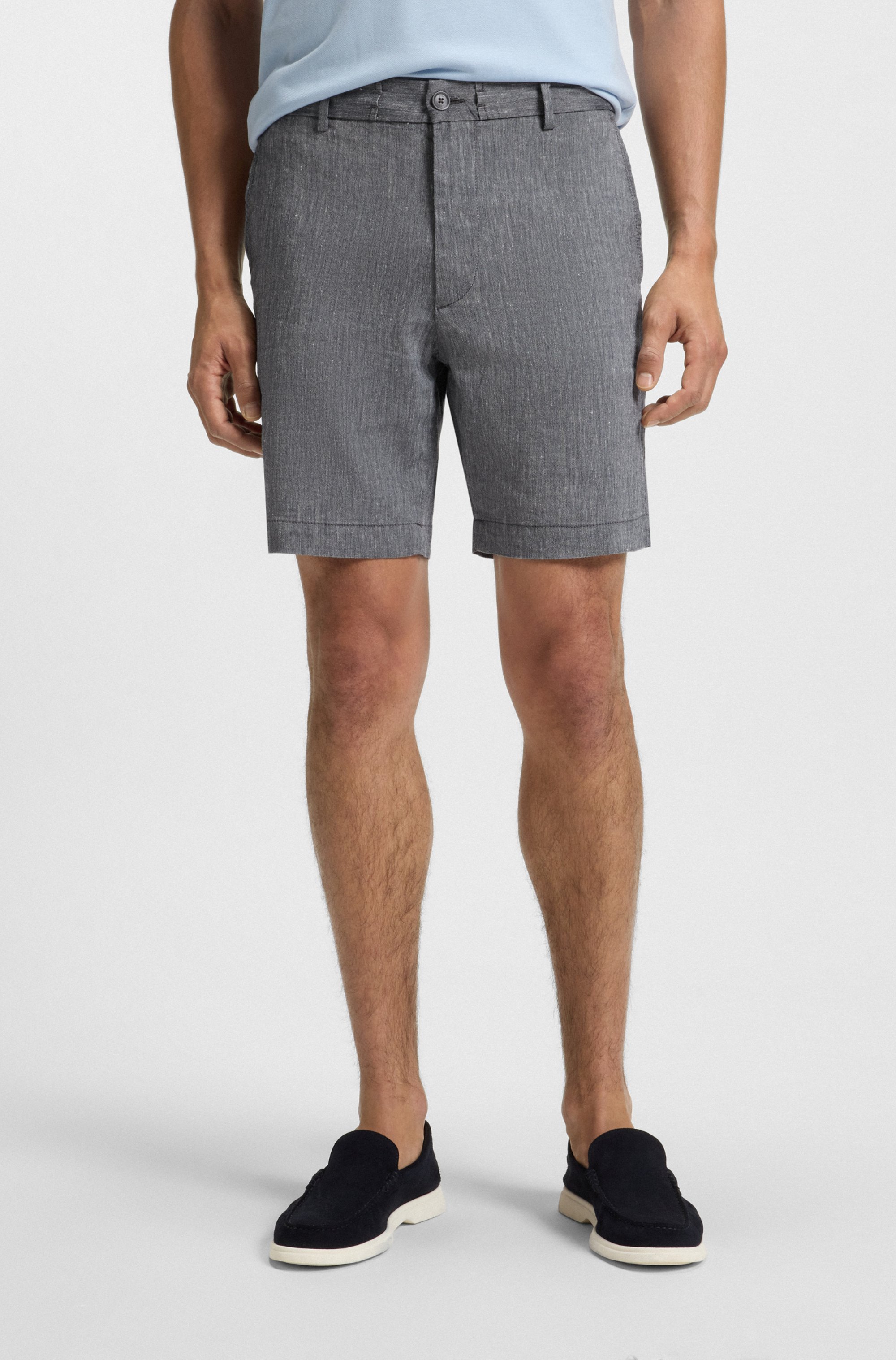 Regular-fit shorts in a linen blend with drawcord