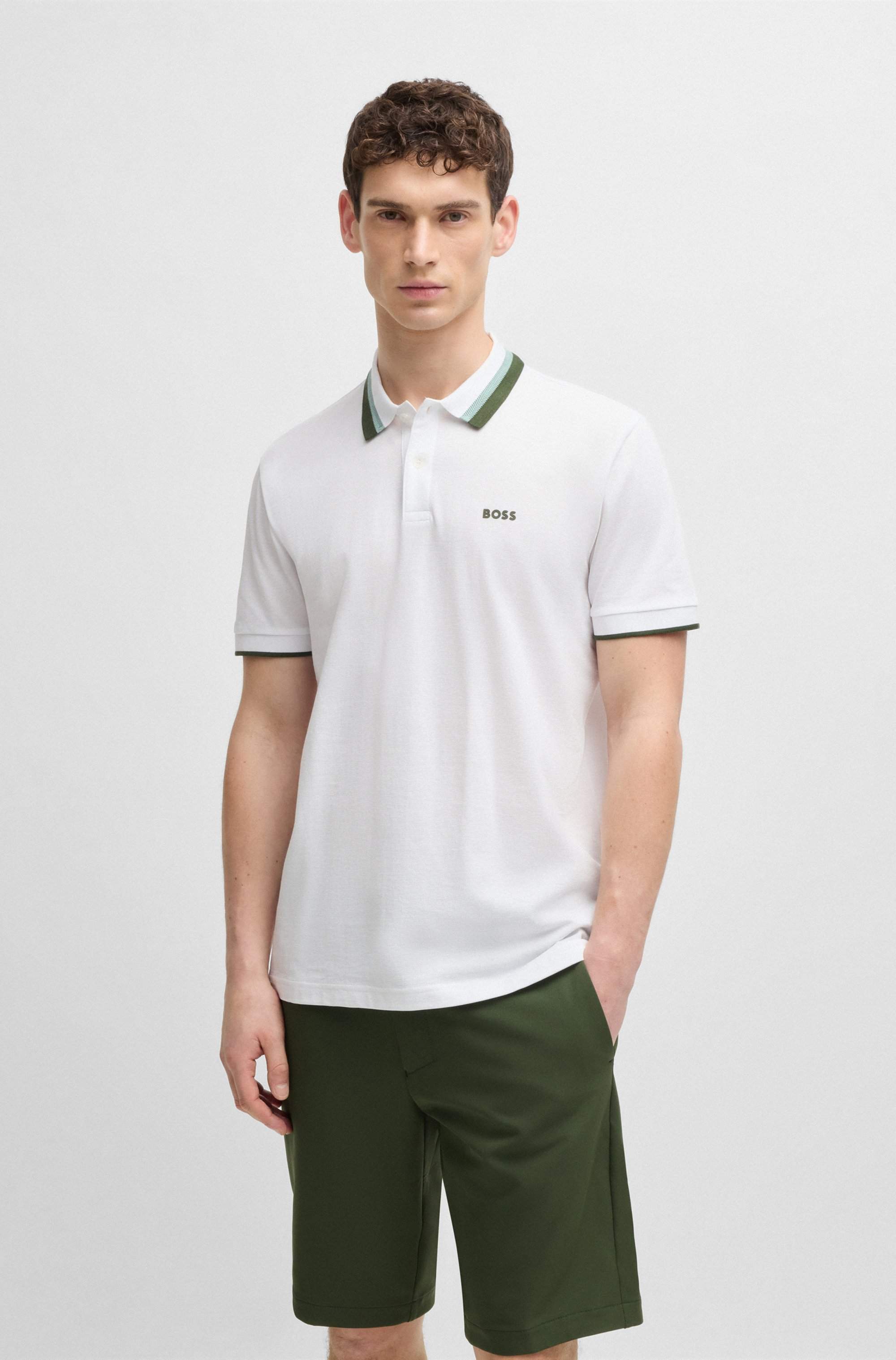 Paddy active polo shirt with contrast stripes