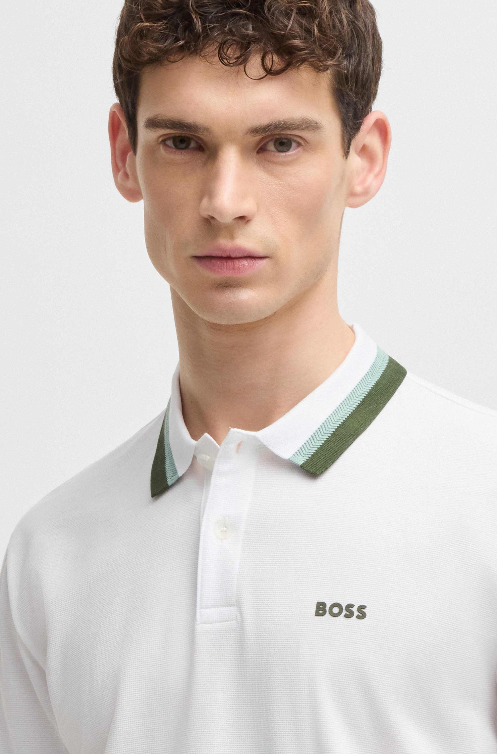 Paddy active polo shirt with contrast stripes