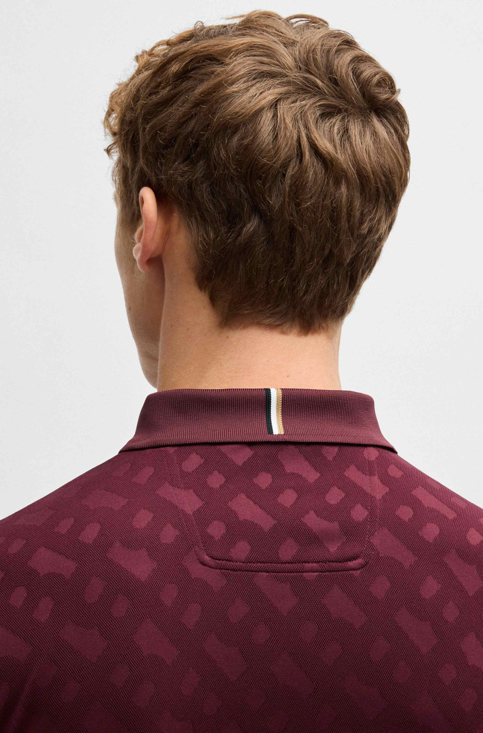 Active quick-dry polo shirt with gradient monogram jacquard