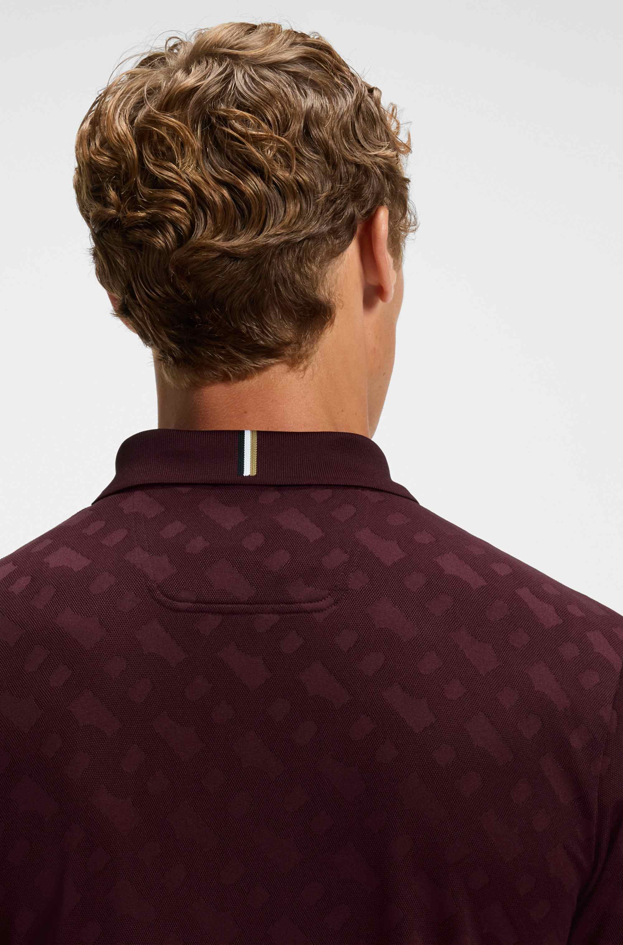 Active quick-dry polo shirt with gradient monogram jacquard