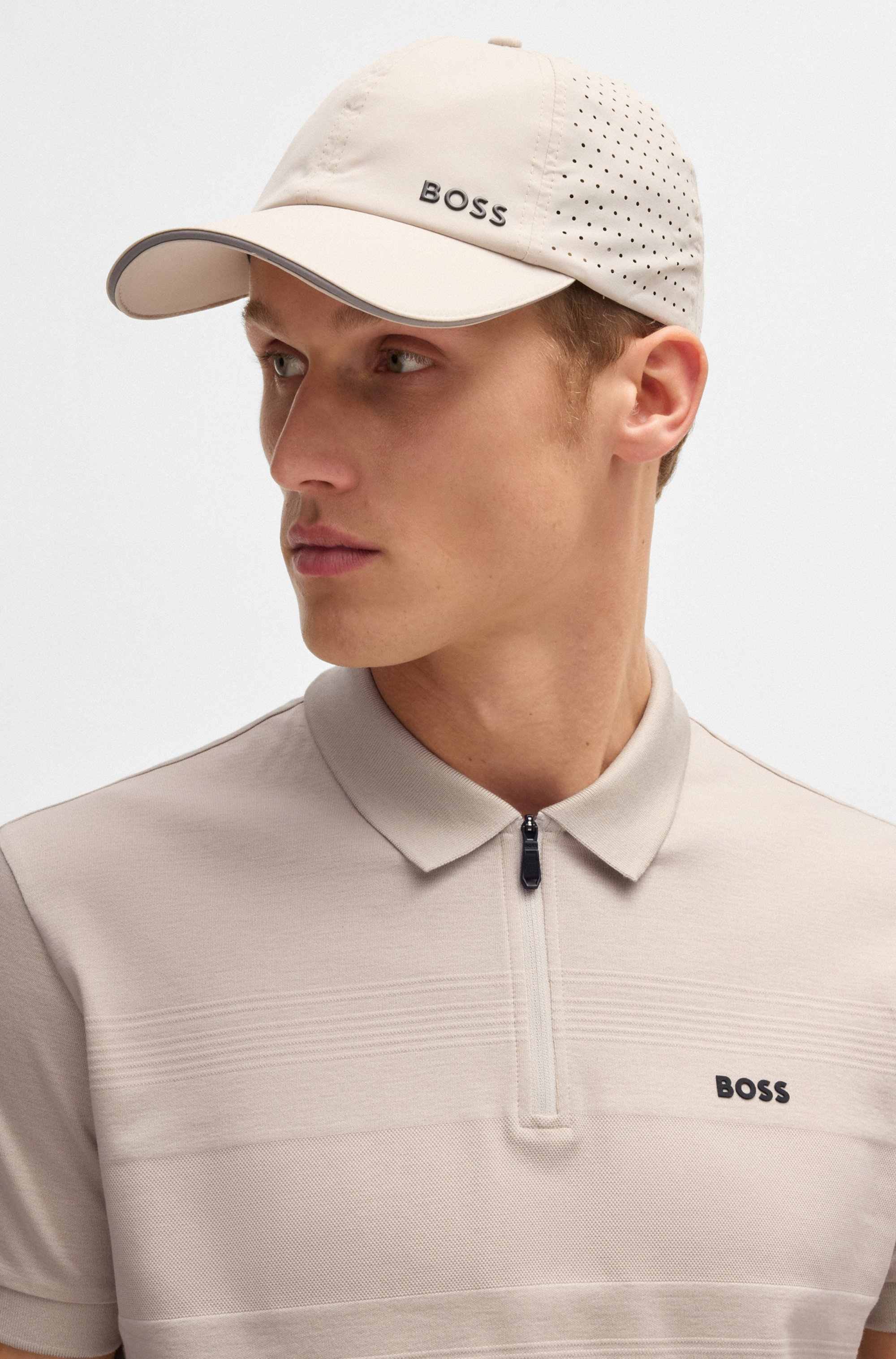 Structured-cotton polo shirt with zip neck