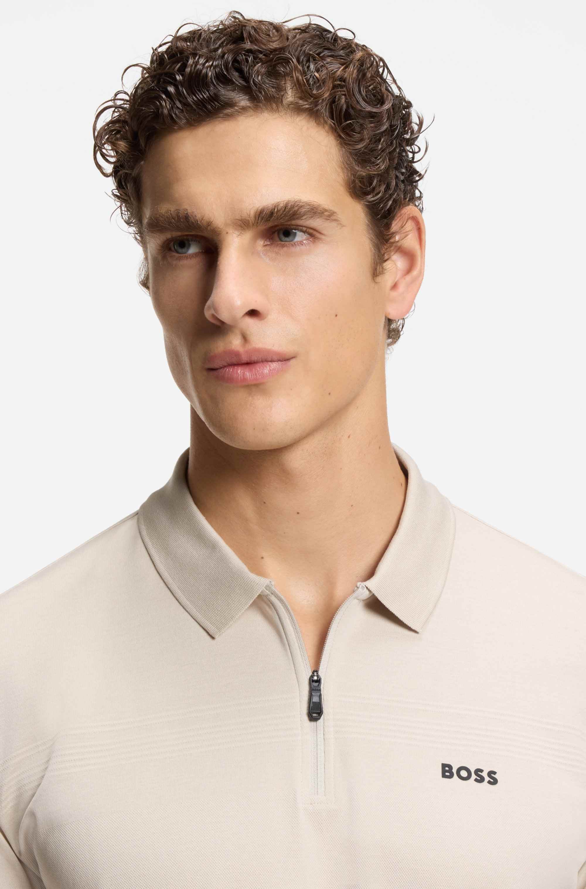 Structured-cotton polo shirt with zip neck