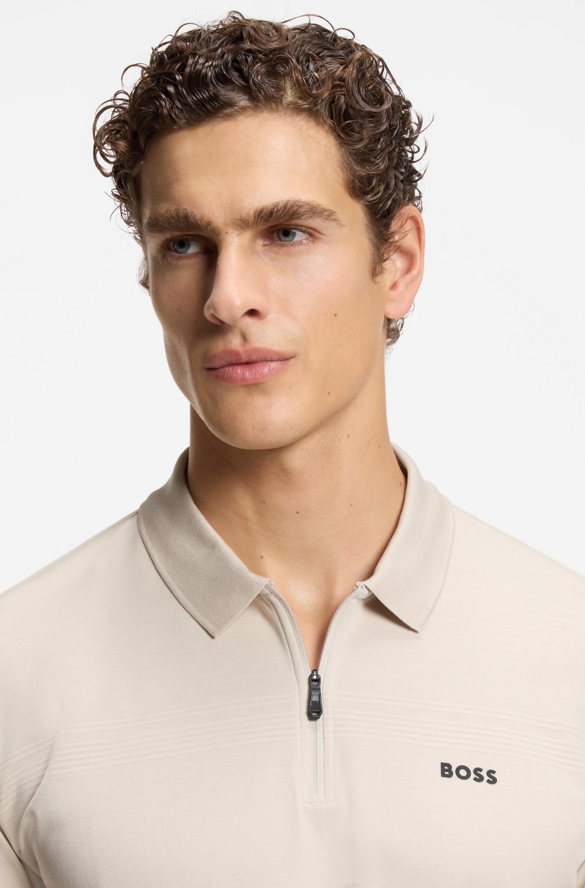 Structured-cotton polo shirt with zip neck