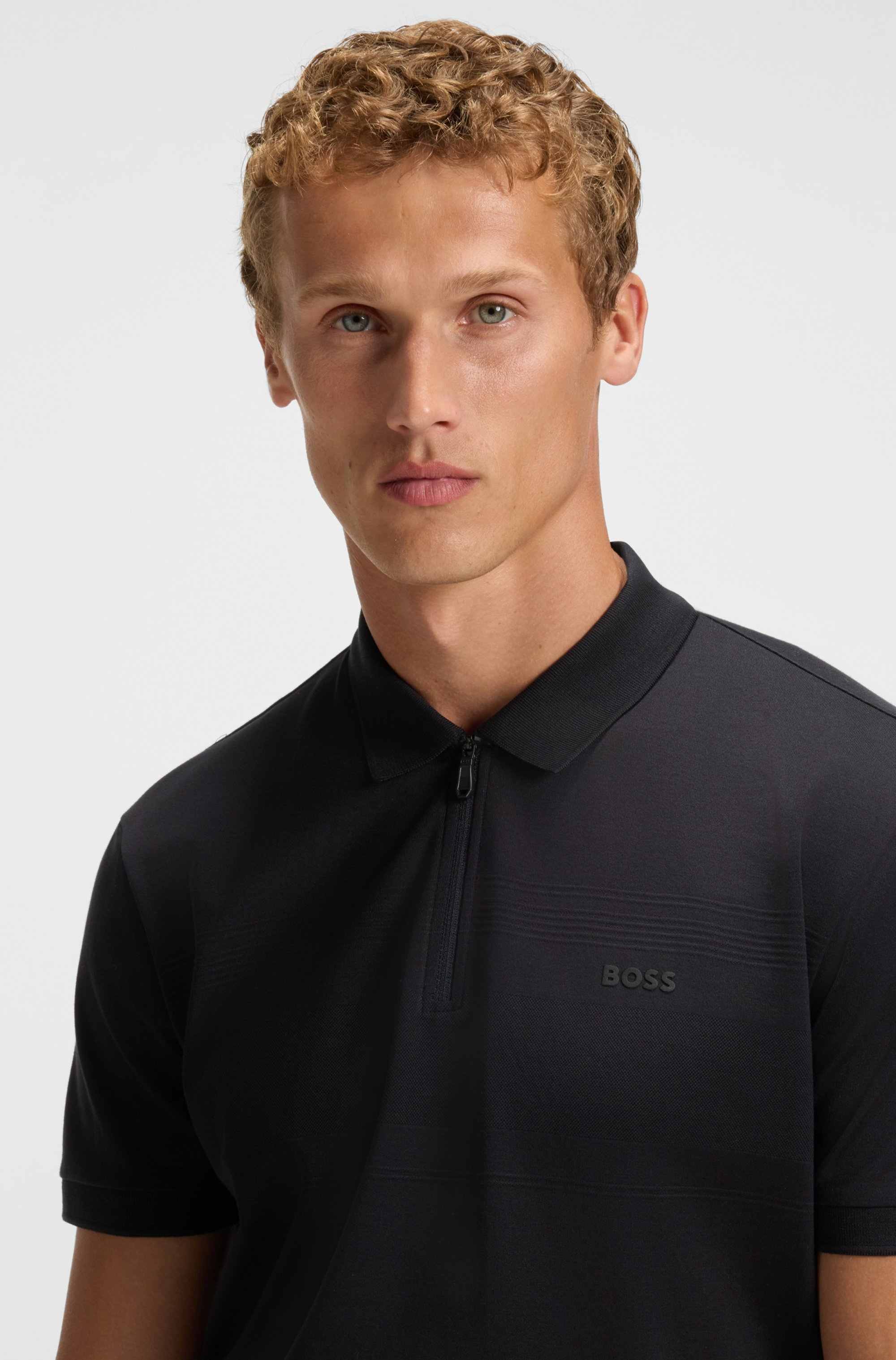 Structured-cotton polo shirt with zip neck