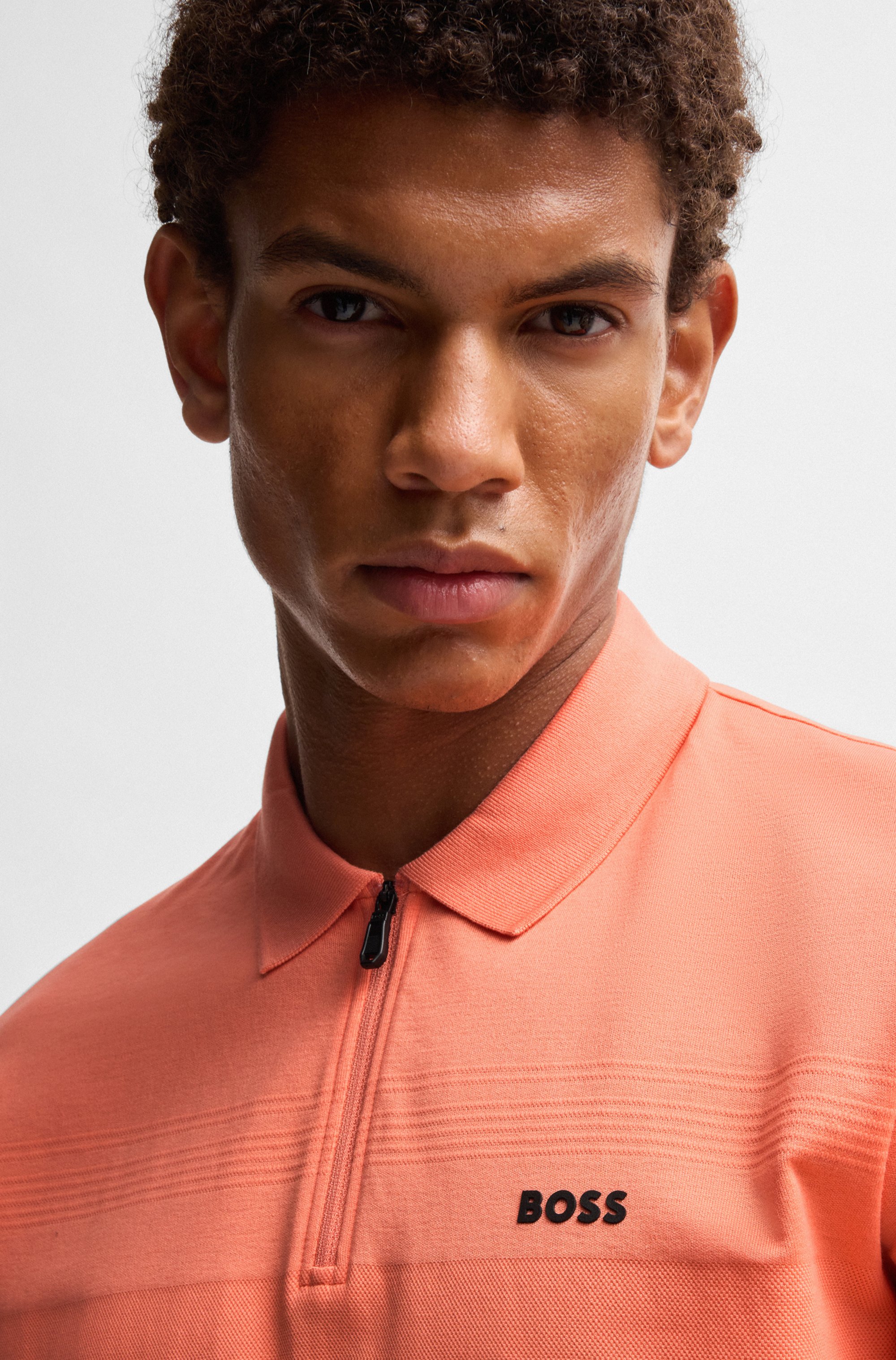 Structured-cotton polo shirt with zip neck