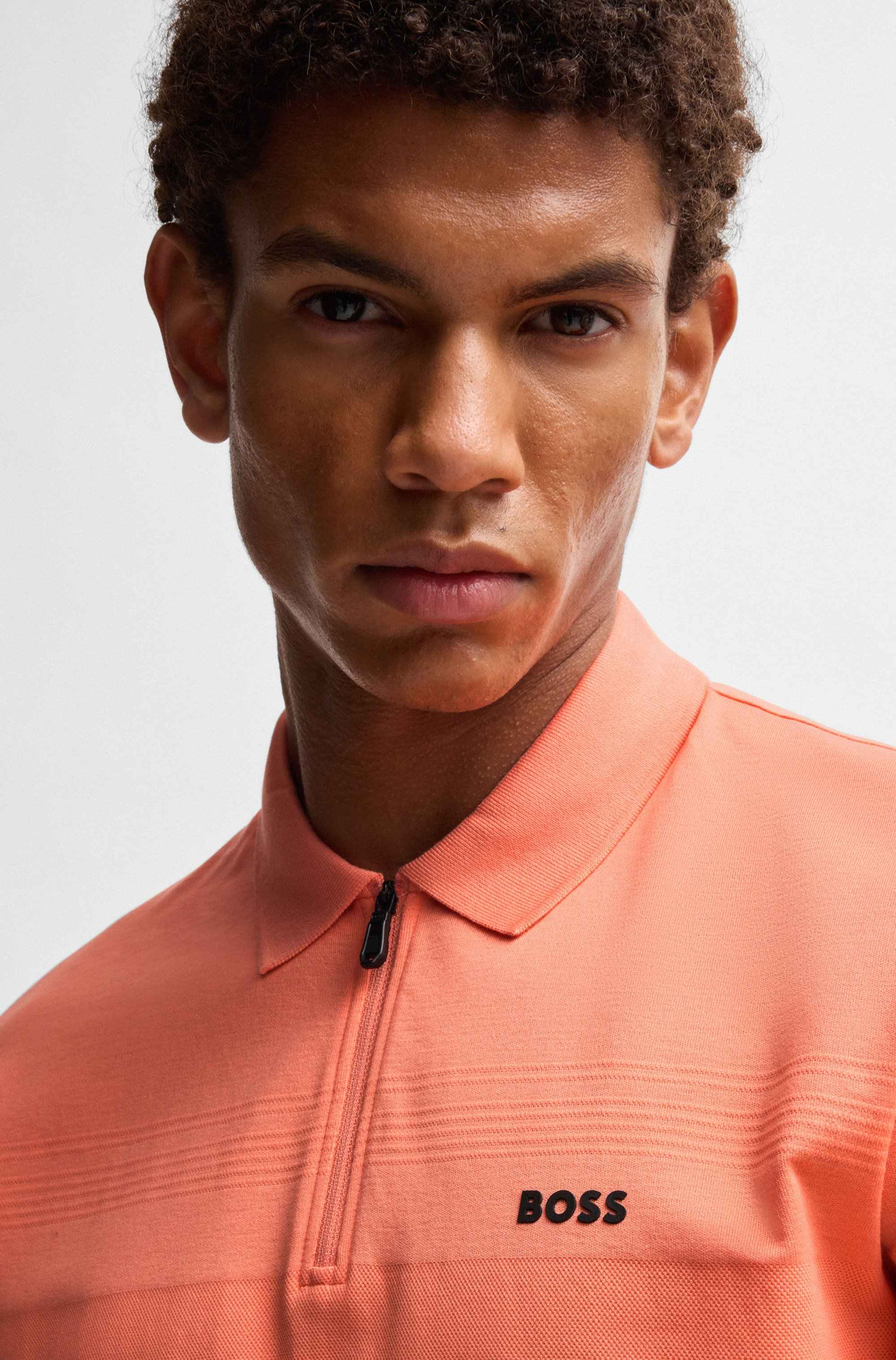 Structured-cotton polo shirt with zip neck
