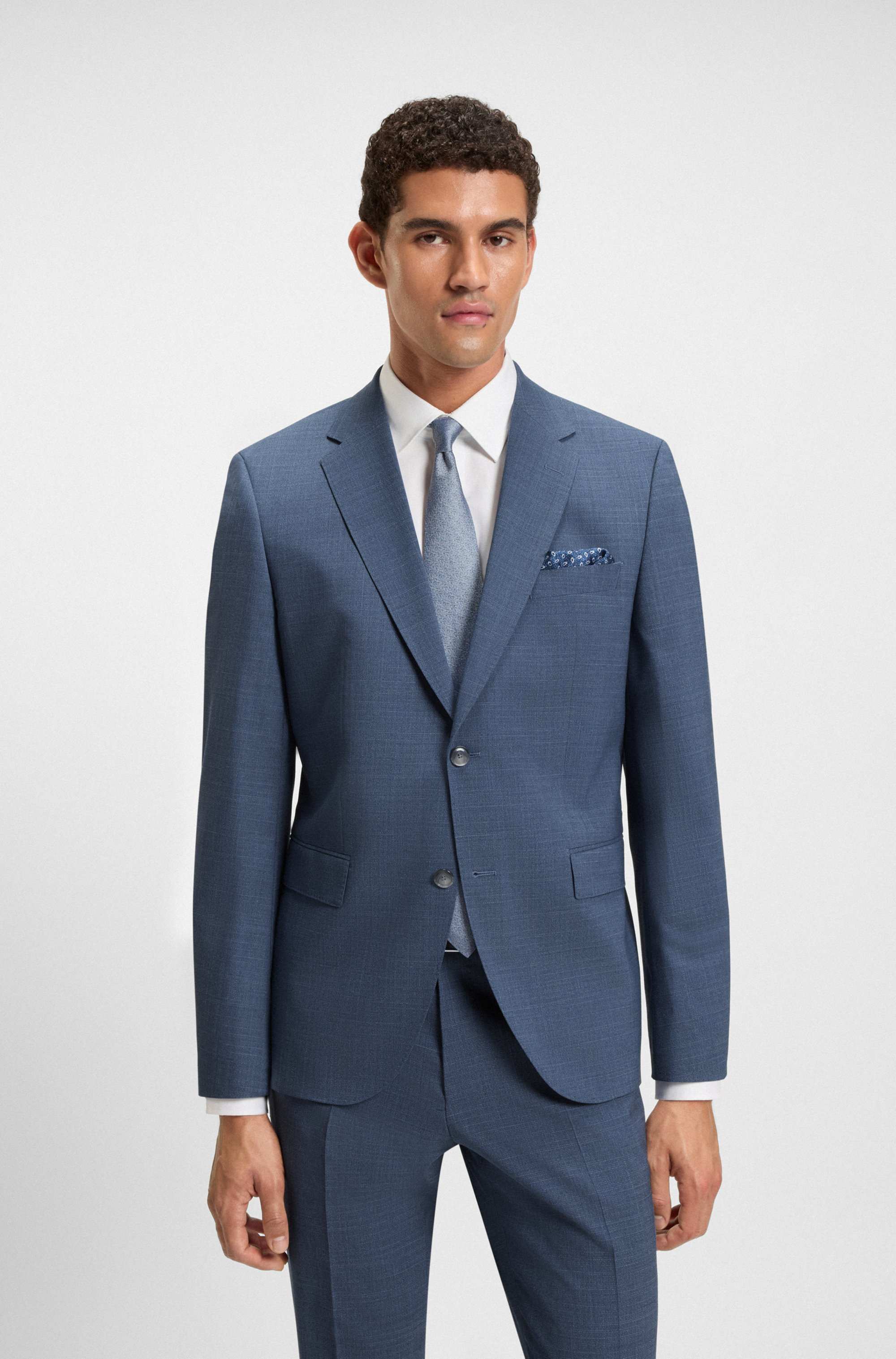 Regular-fit suit in patterned stretch cloth