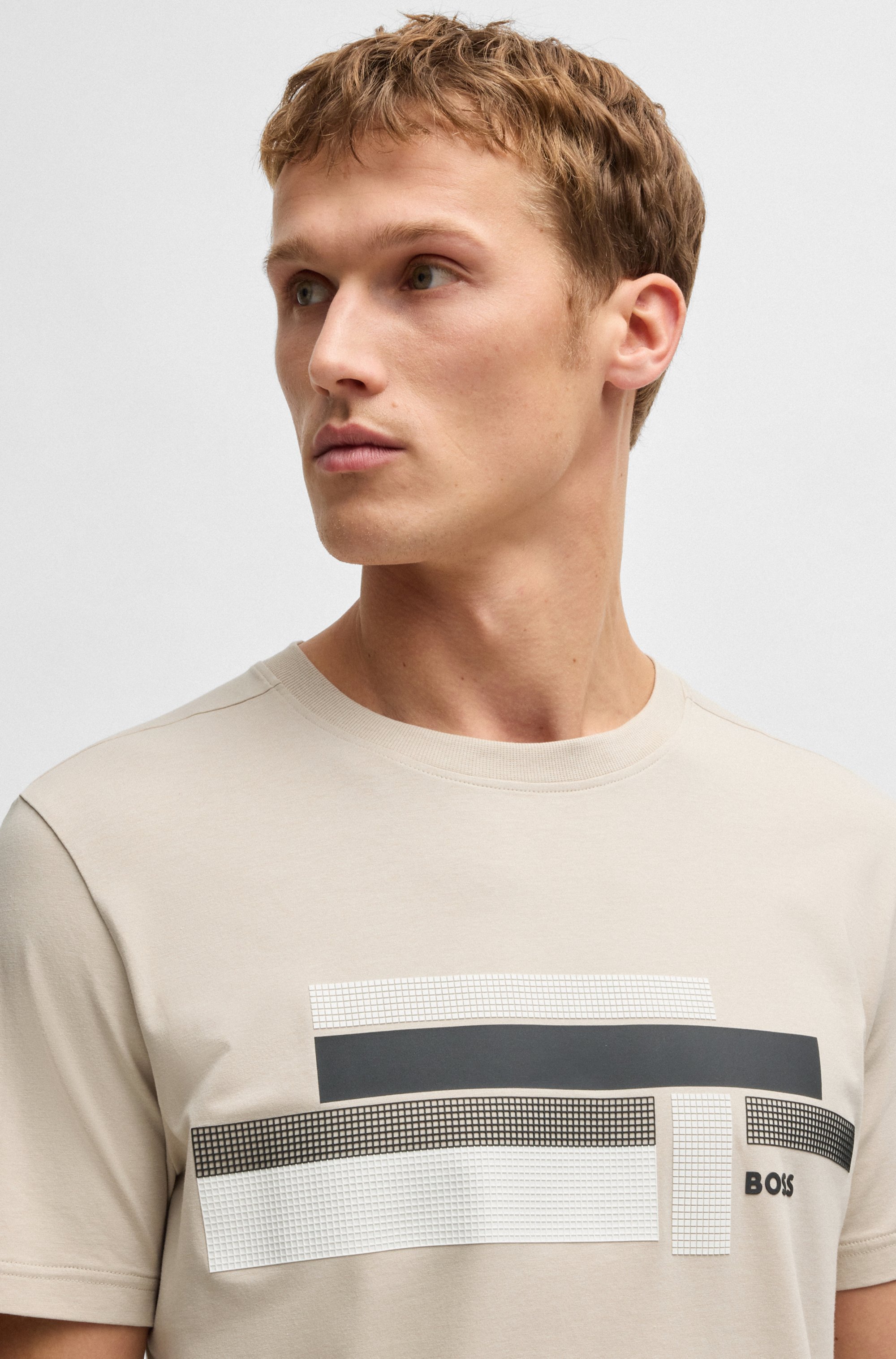 Relaxed-fit T-shirt in stretch fabric with logo artwork