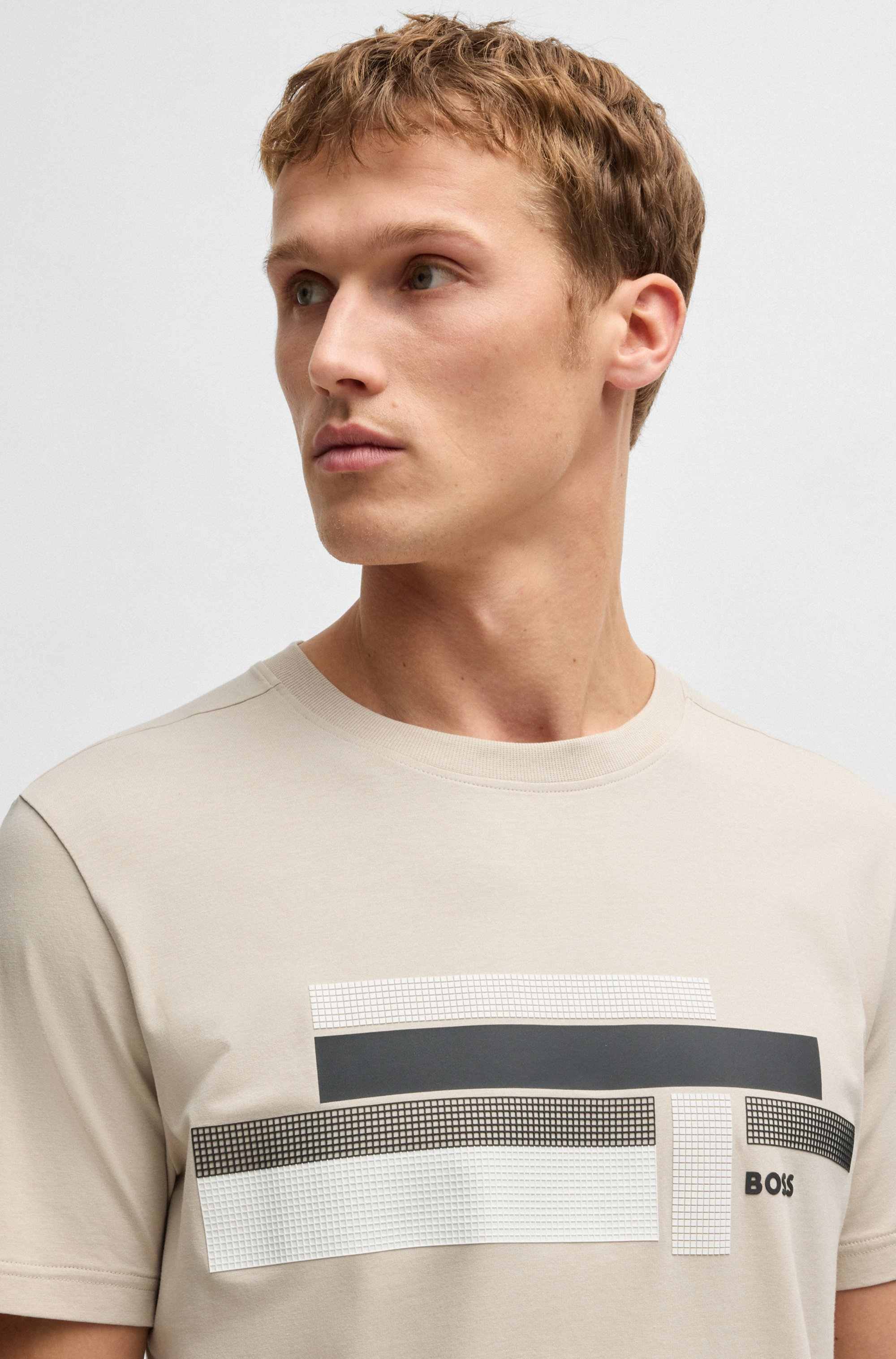 Relaxed-fit T-shirt in stretch fabric with logo artwork