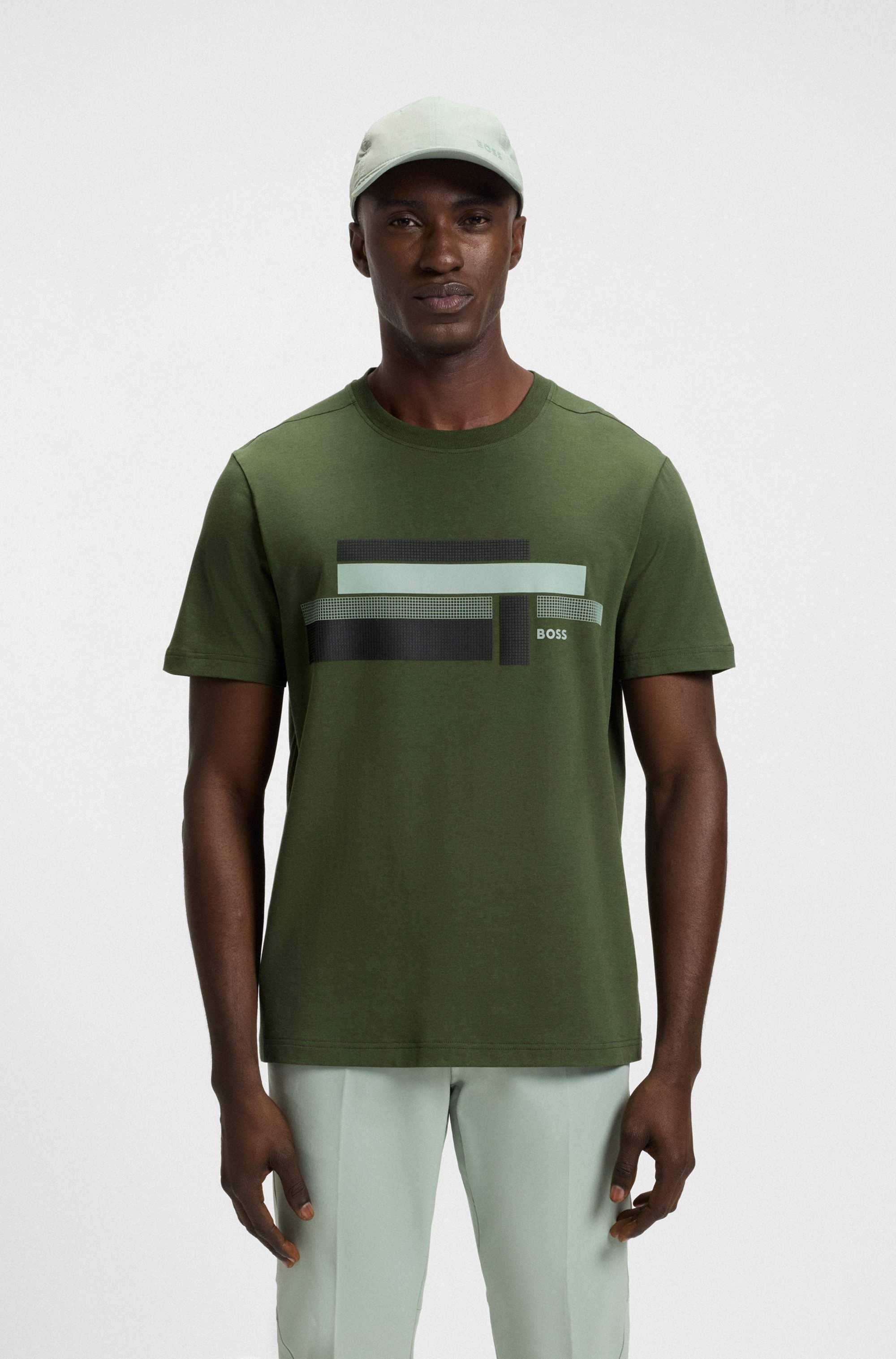 Relaxed-fit T-shirt in stretch fabric with logo artwork