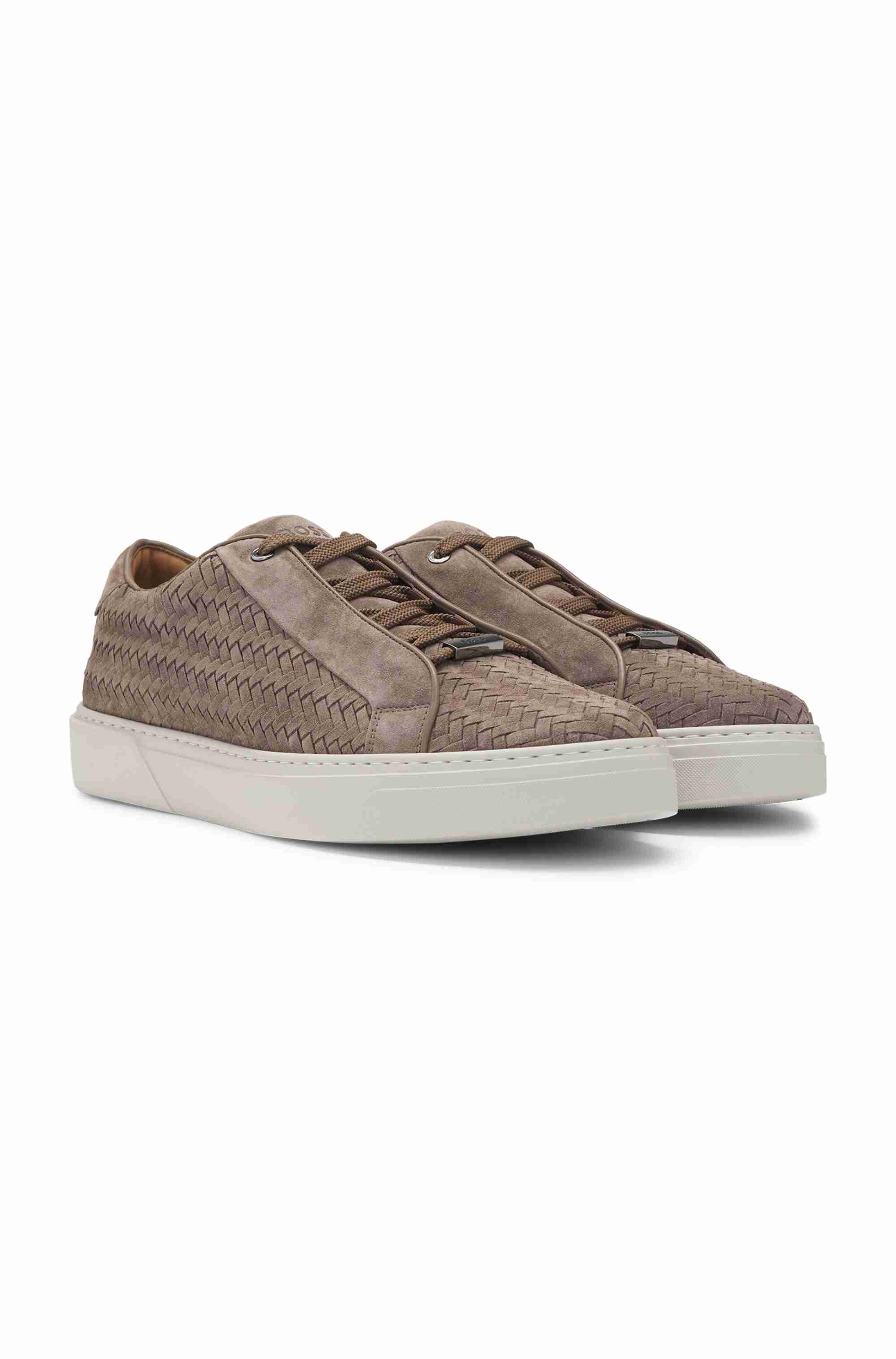 BOSS SELECTED BY SHOHEI OHTANI Gary woven-suede trainers with hidden laces