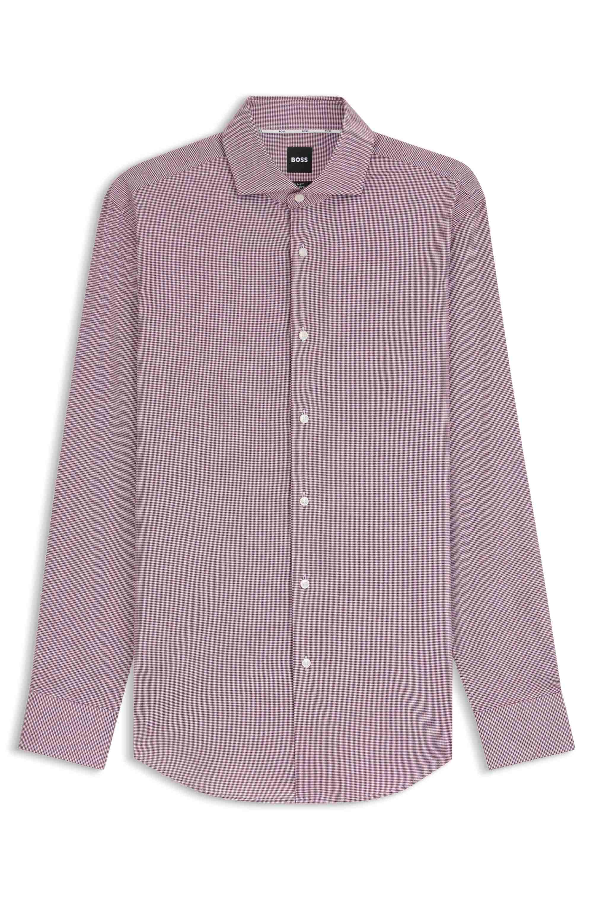 Slim-fit shirt in easy-iron stretch cotton