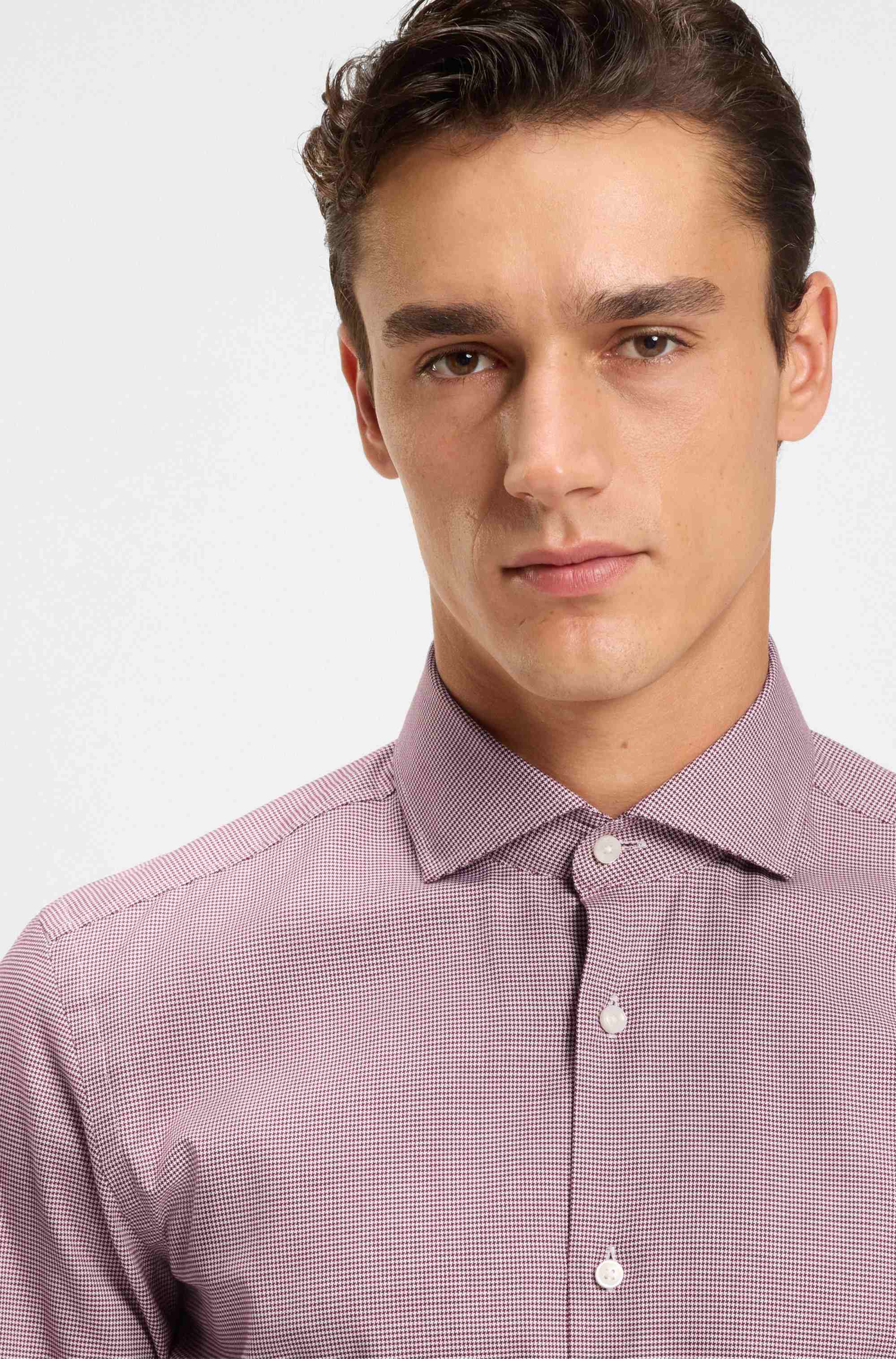 Slim-fit shirt in easy-iron stretch cotton
