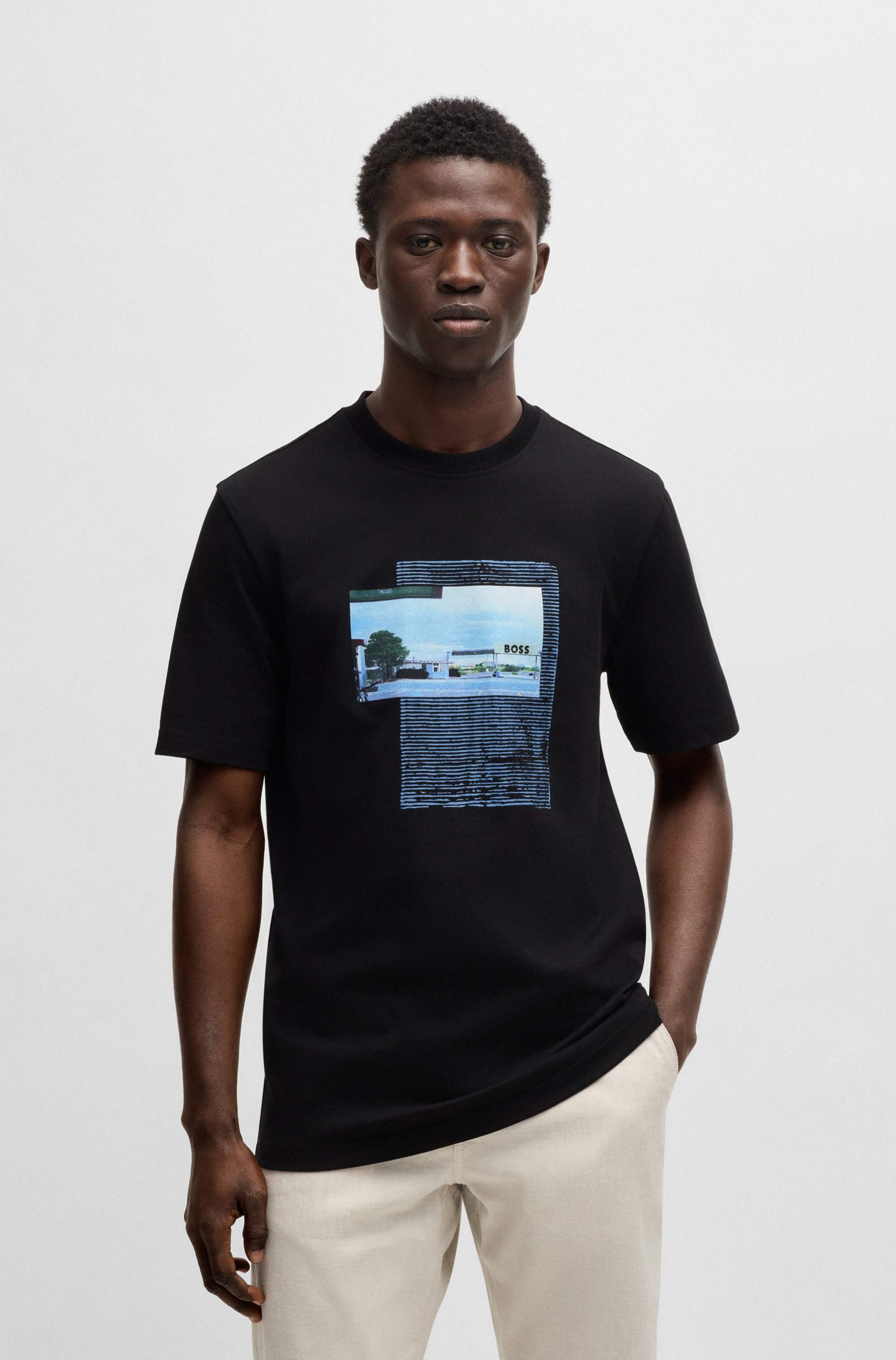 Cotton-jersey T-shirt with photographic artwork print
