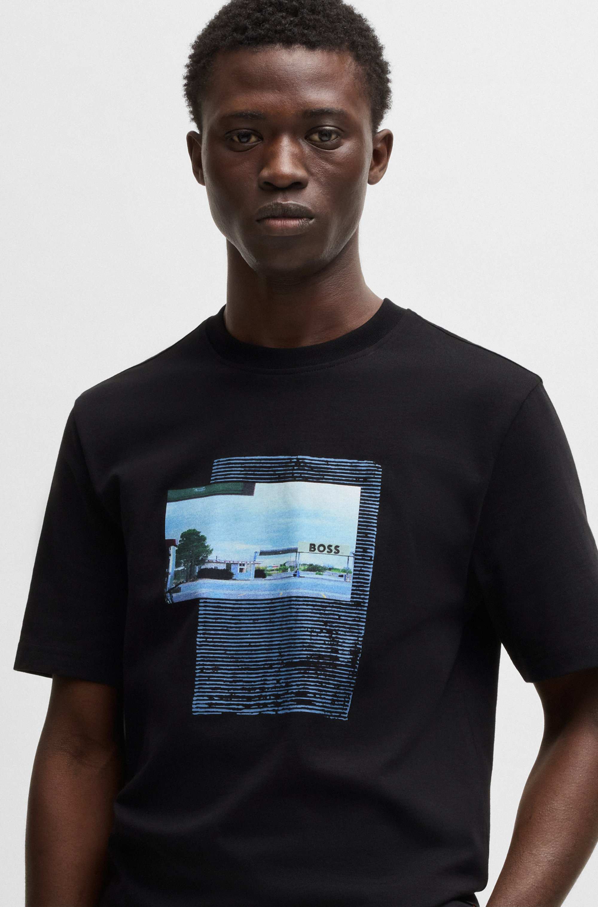 Cotton-jersey T-shirt with photographic artwork print