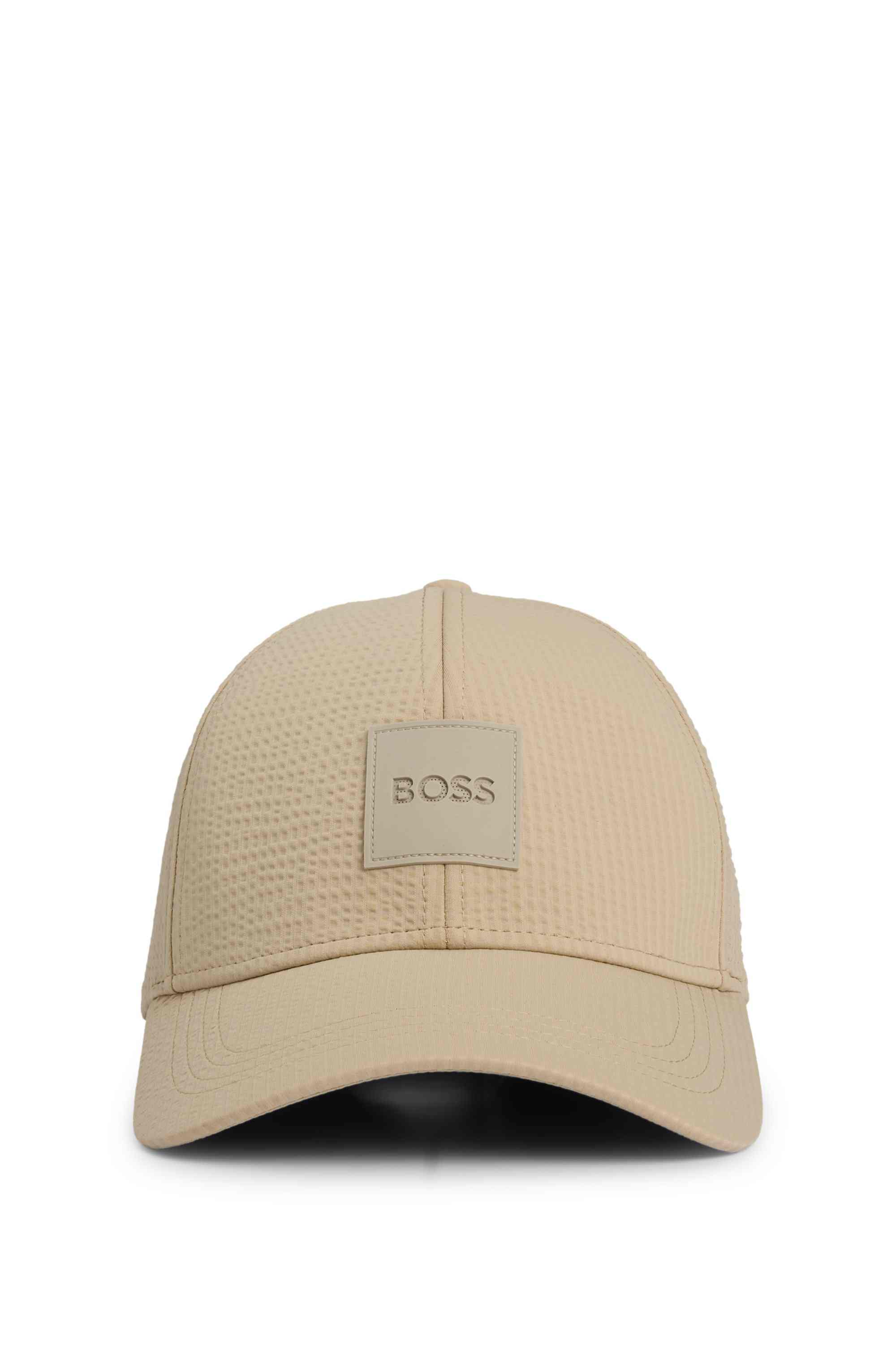 Seersucker cap with logo patch