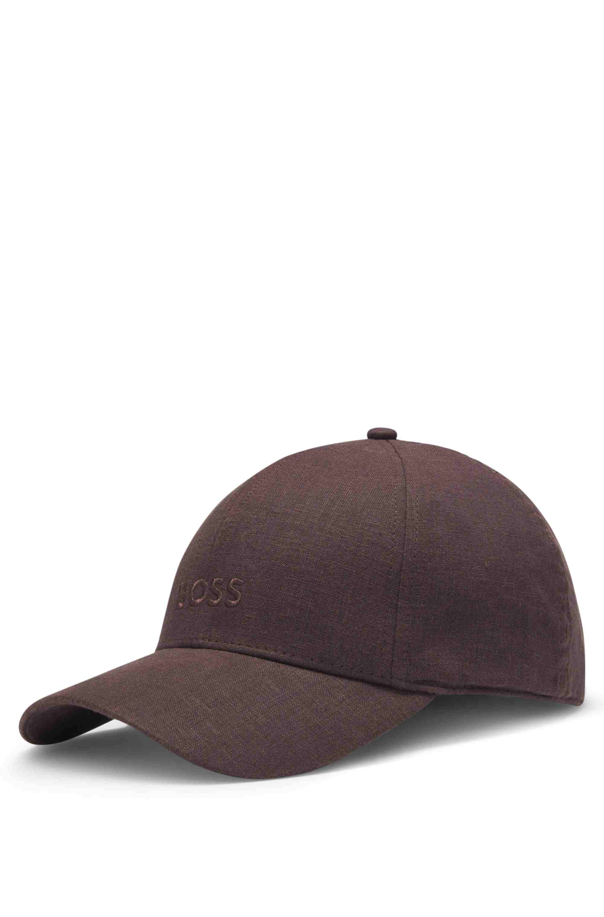 Linen cap with embroidered logo