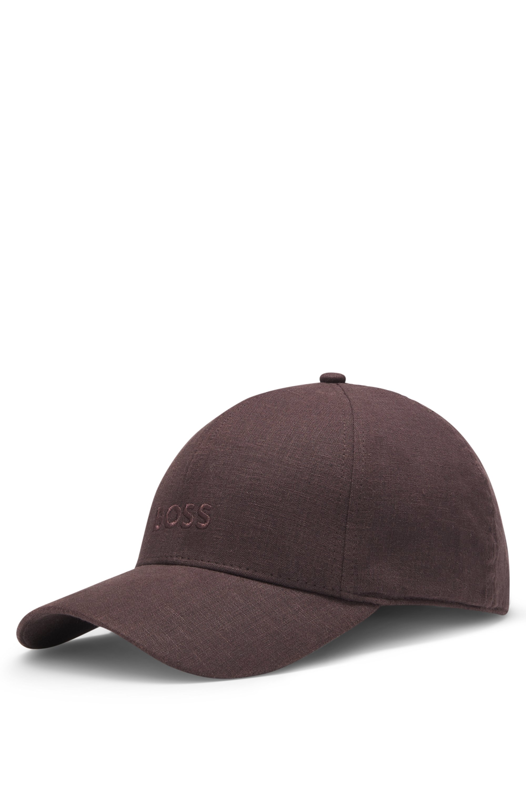 Linen cap with embroidered logo