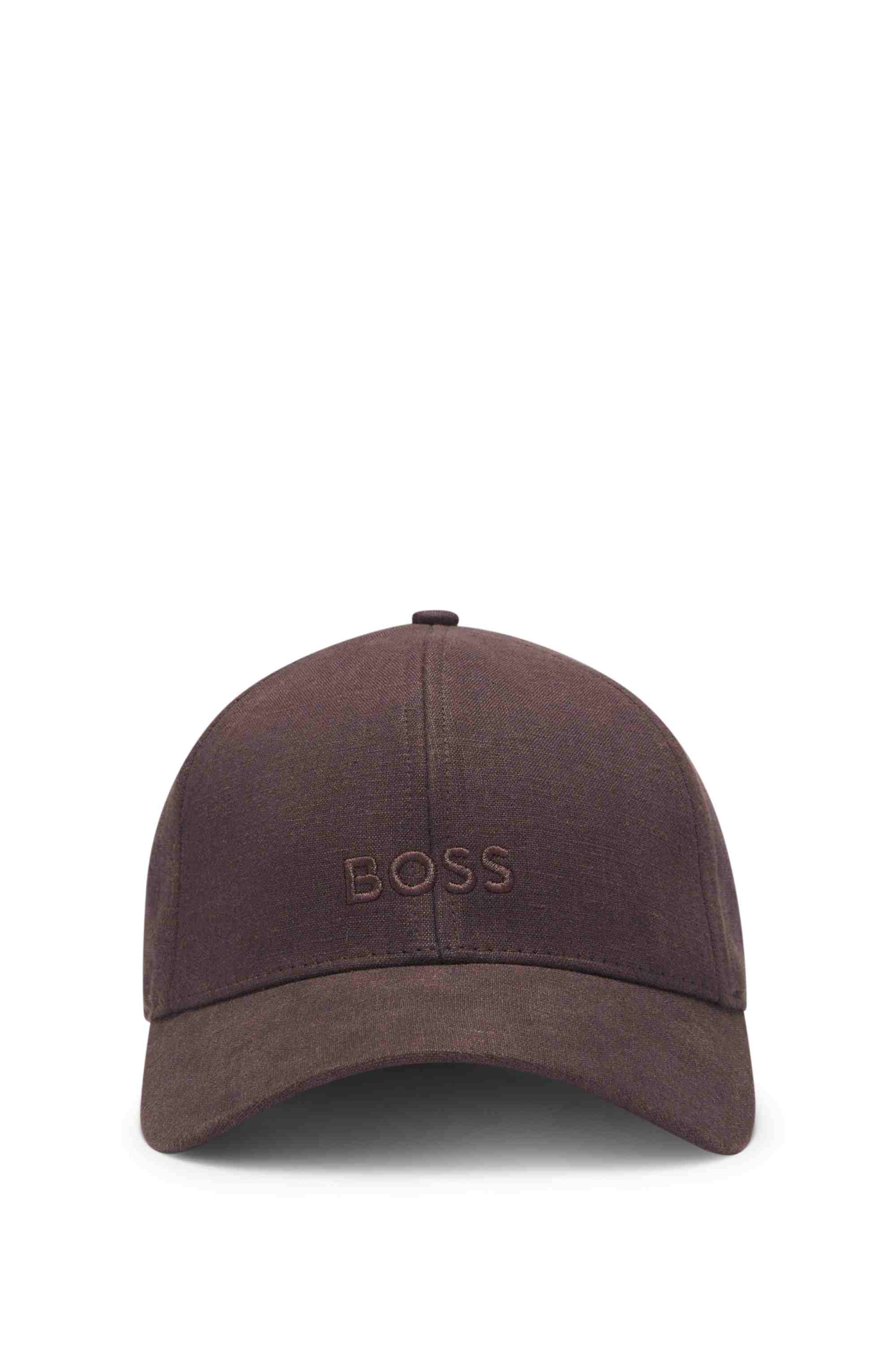 Linen cap with embroidered logo