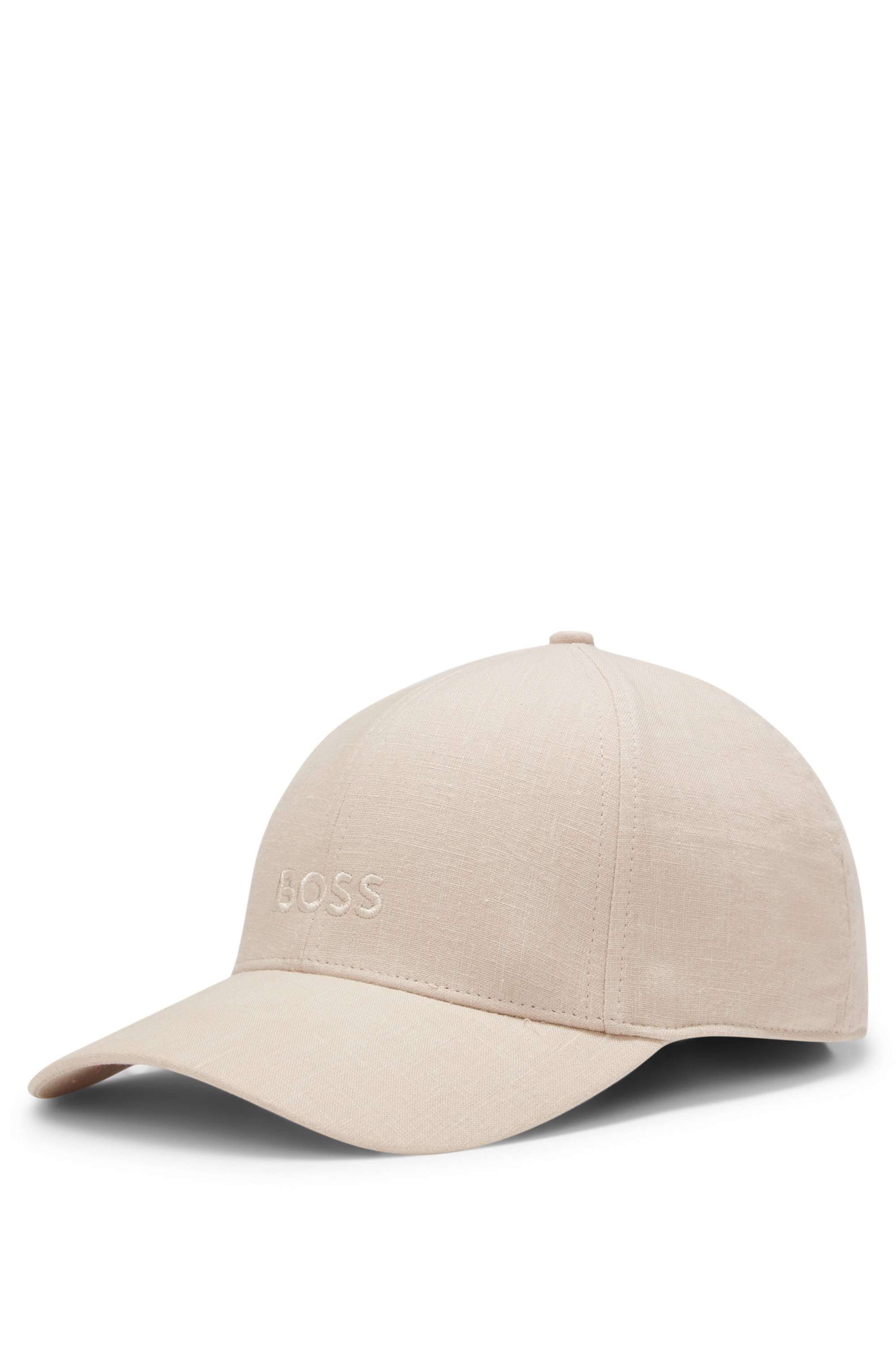 Linen cap with embroidered logo