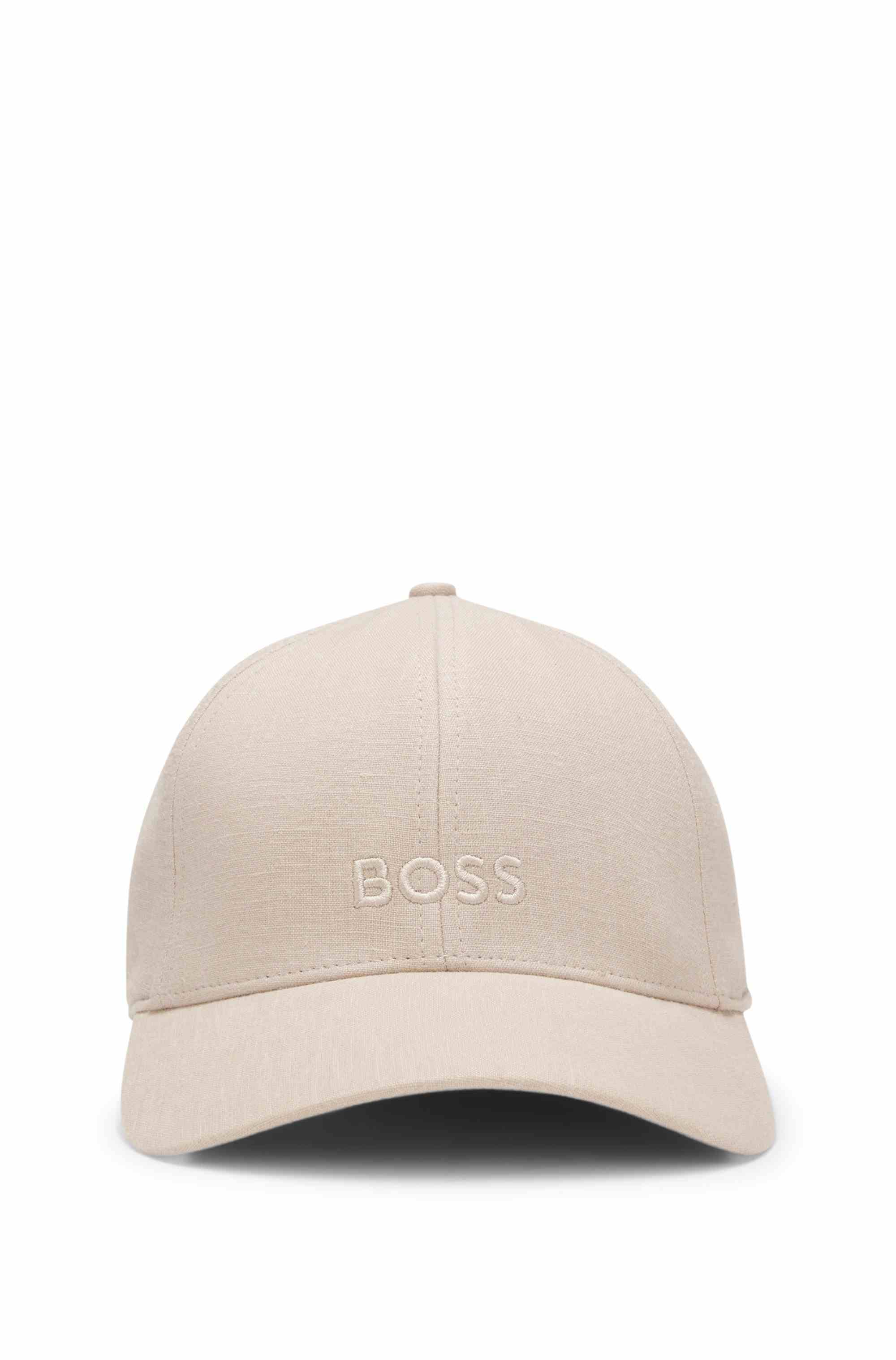 Linen cap with embroidered logo