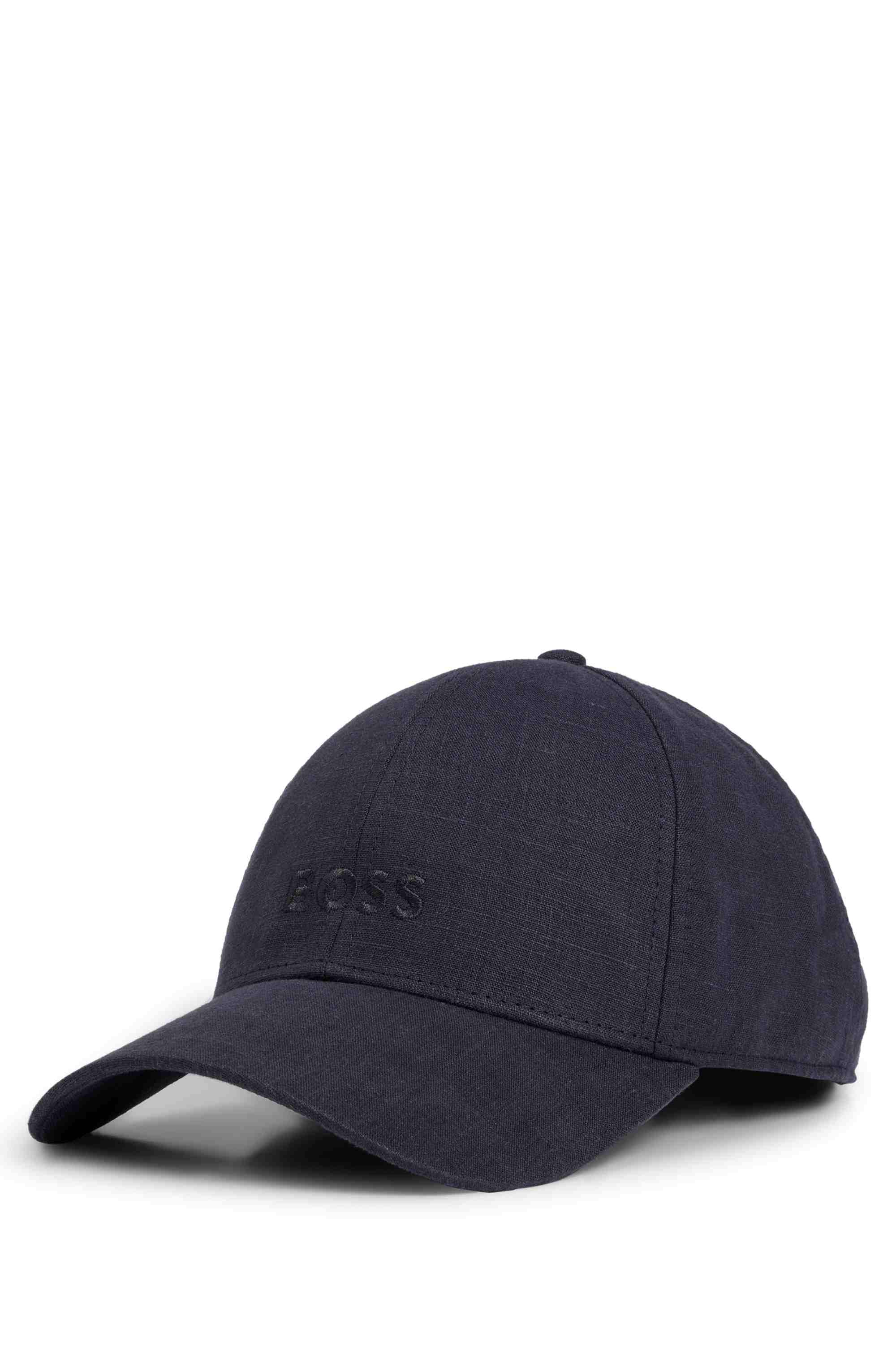 Linen cap with embroidered logo
