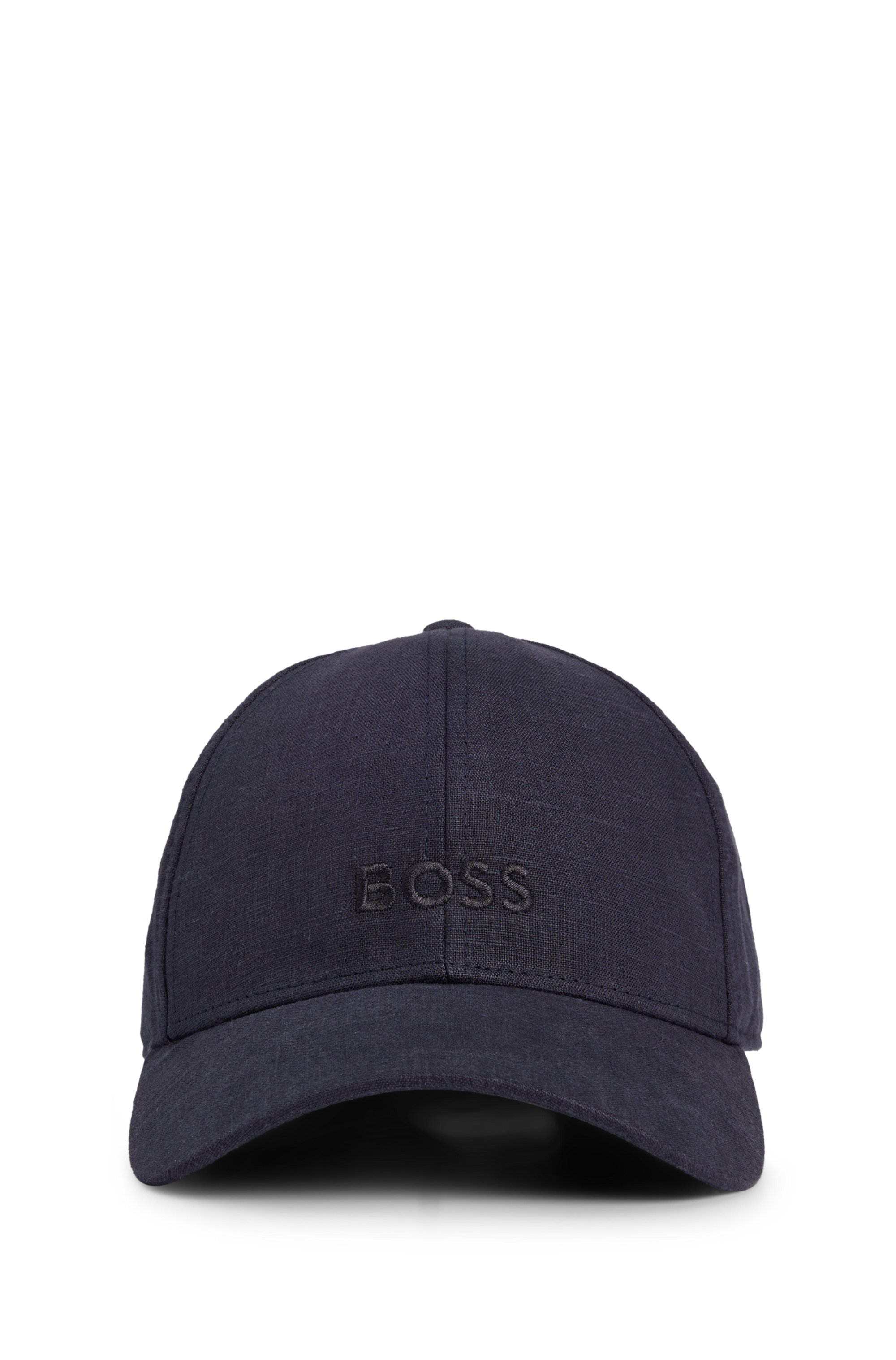Linen cap with embroidered logo