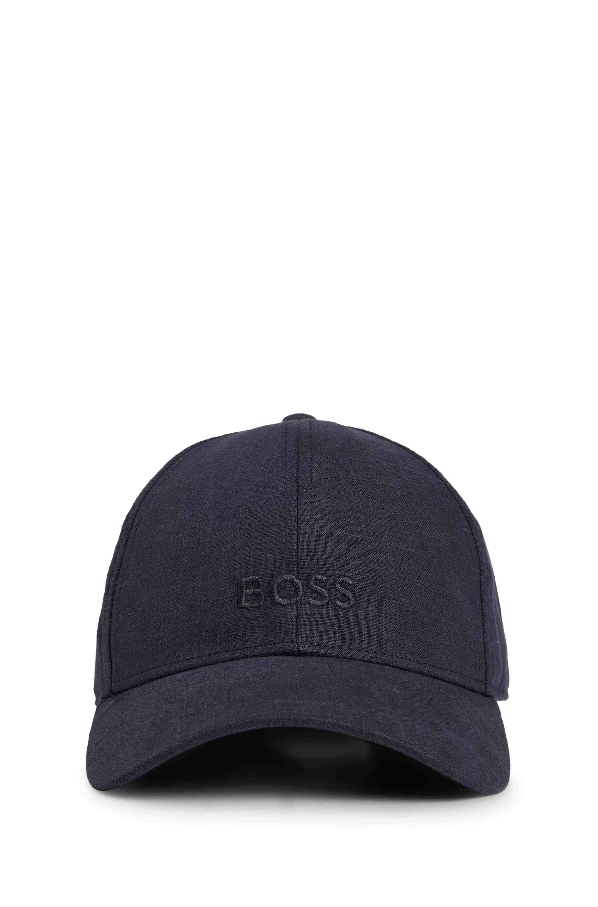 Linen cap with embroidered logo