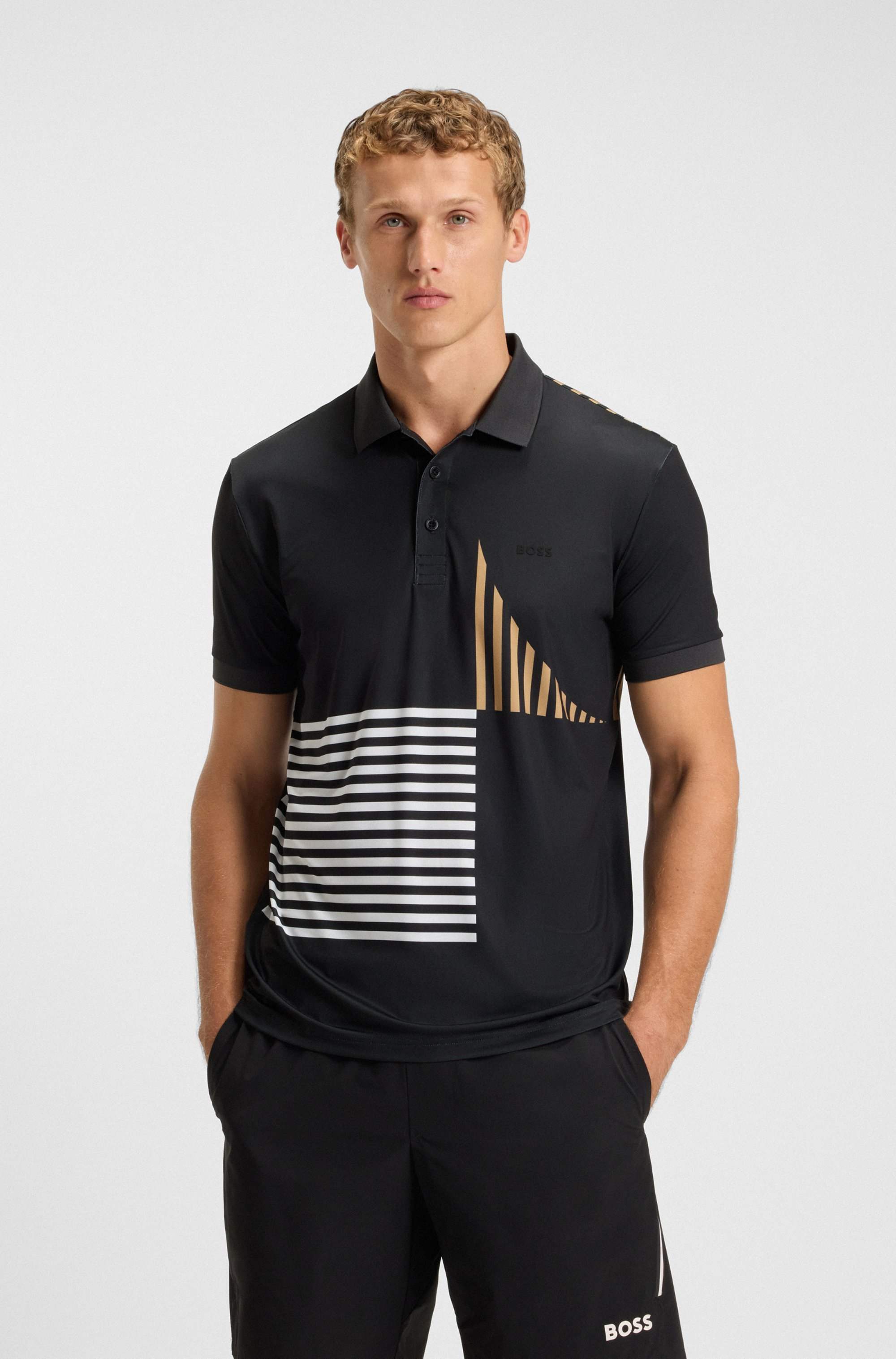 Paddy Active stretch-jersey polo shirt with digital print