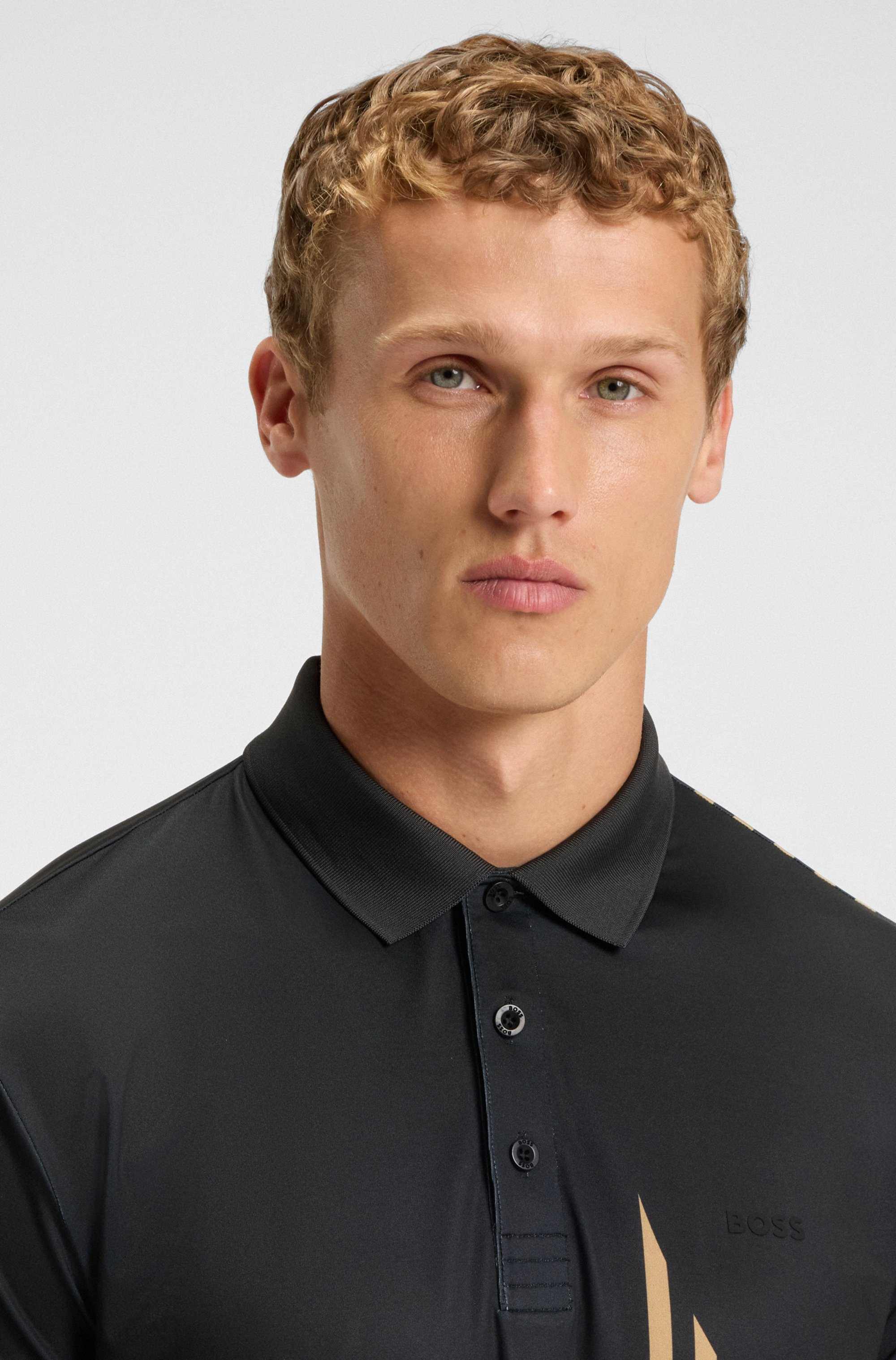 Paddy Active stretch-jersey polo shirt with digital print