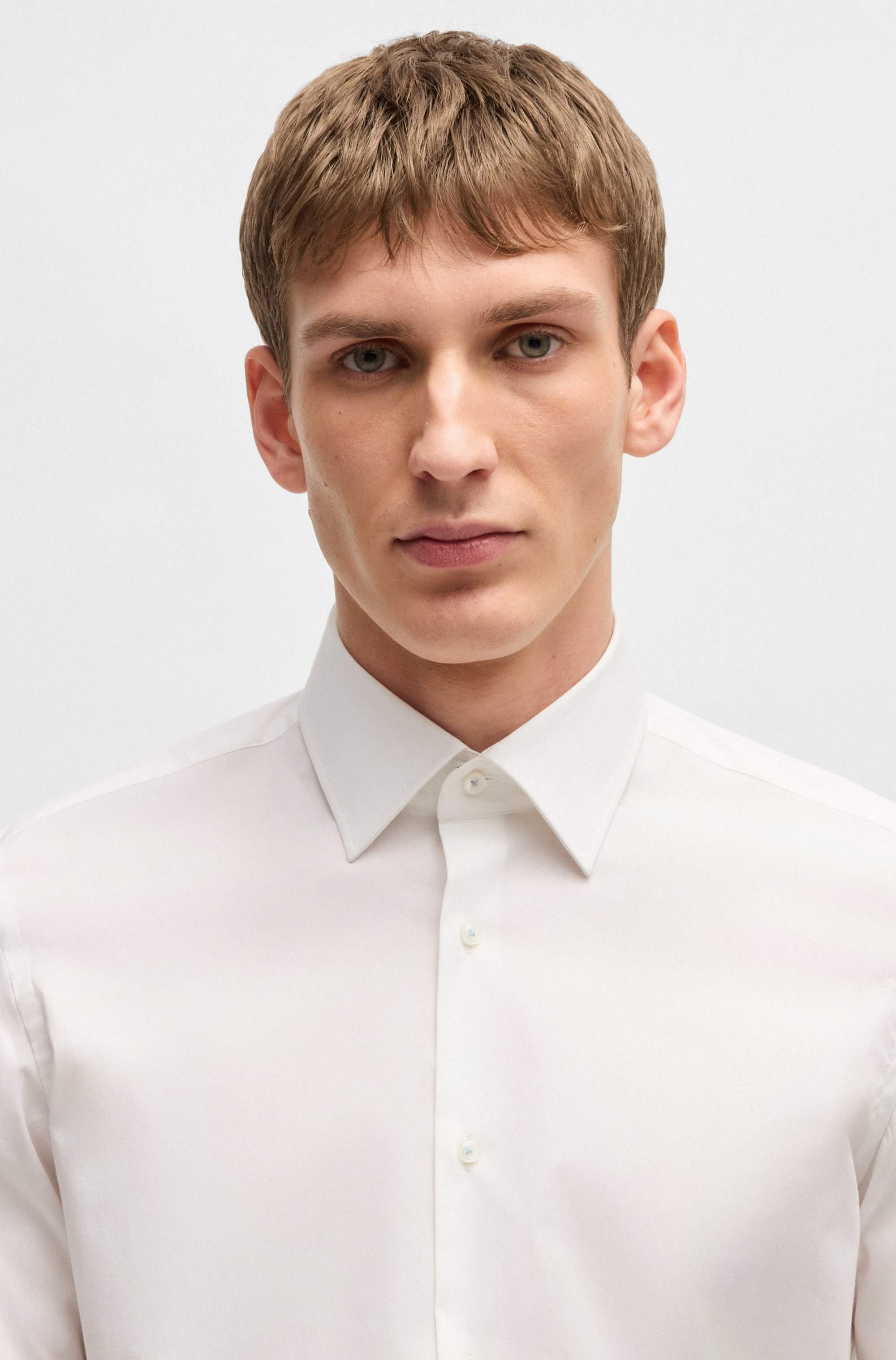 Regular-fit shirt in easy-iron stretch-cotton poplin