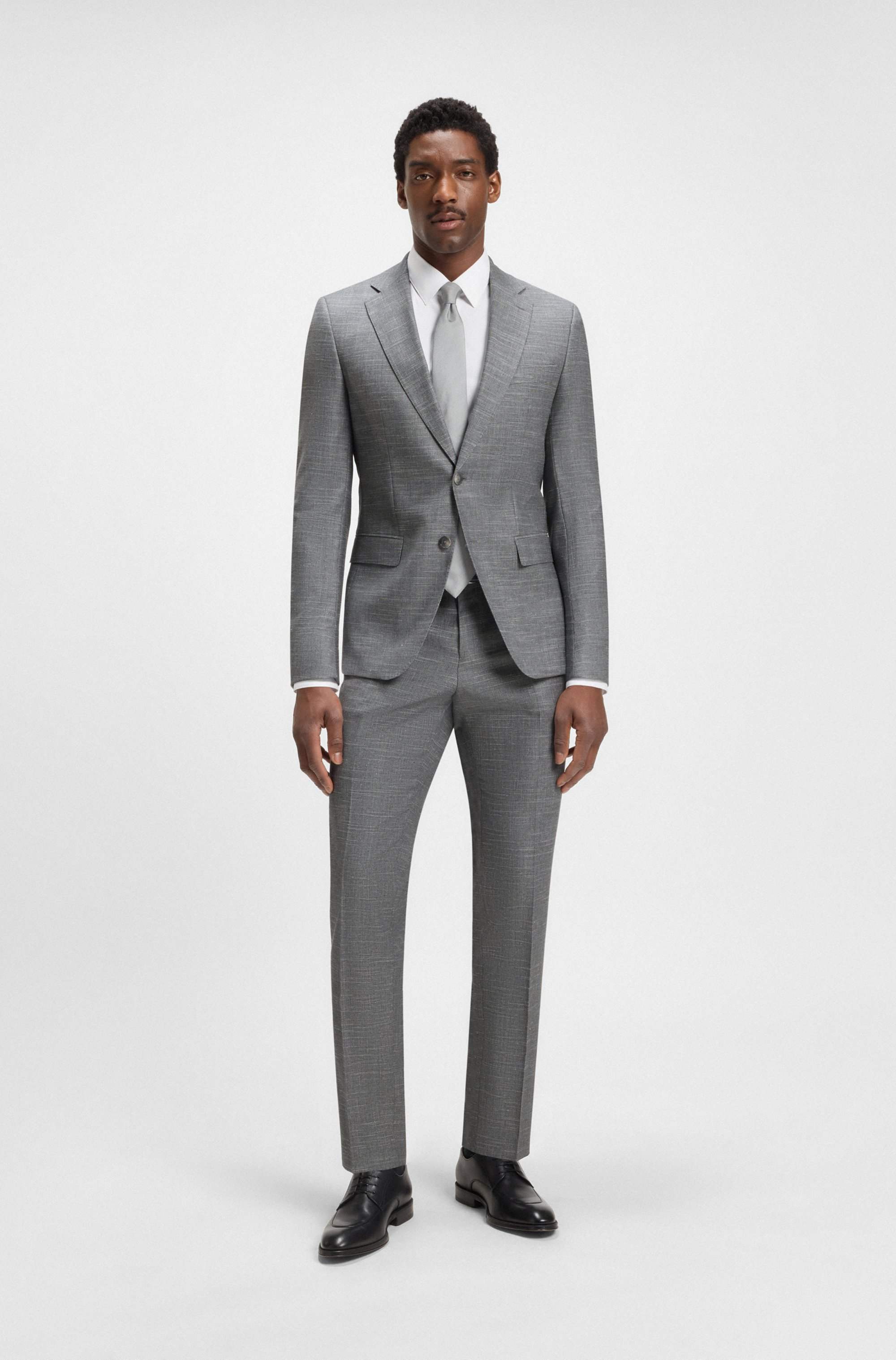Slim-fit suit jacket in patterned stretch fabric