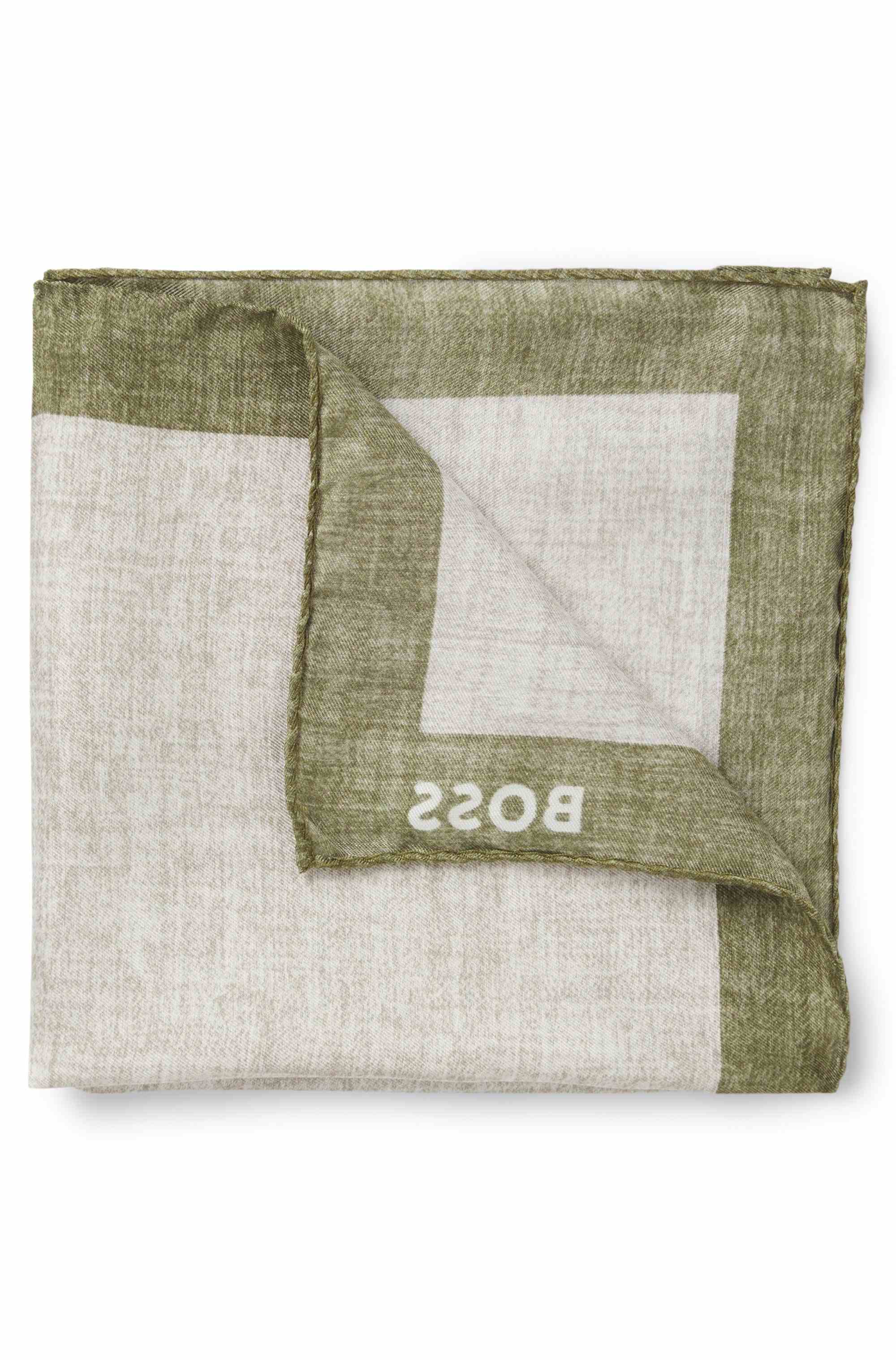 Printed pocket square with logo border