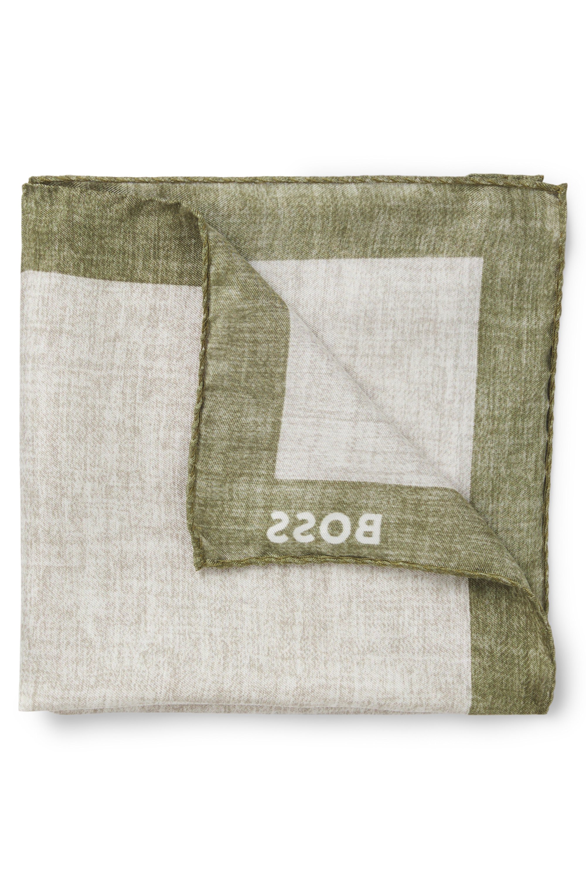 Printed pocket square with logo border