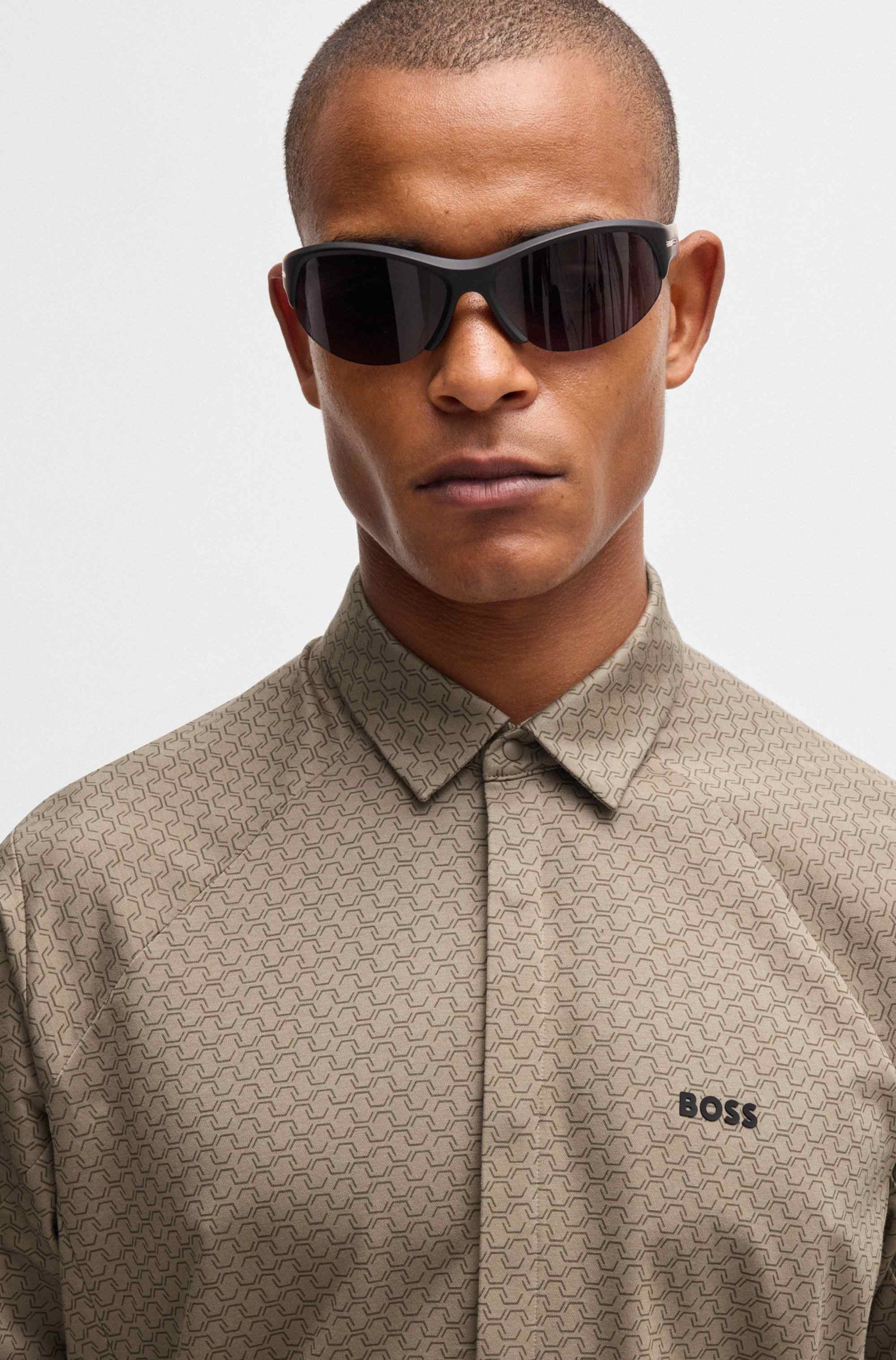 Regular-fit shirt in knitted cotton piqué