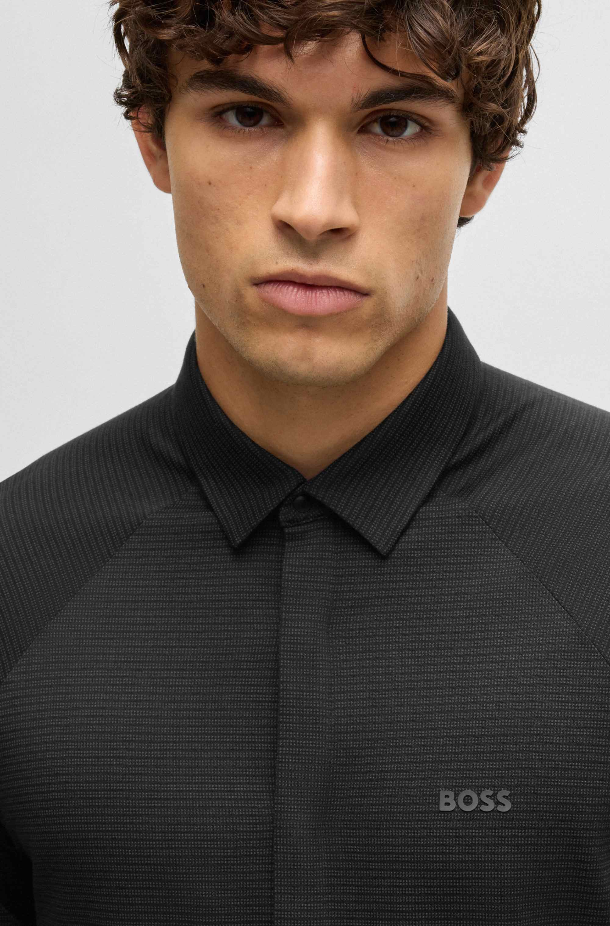 Regular-fit shirt in knitted cotton piqué