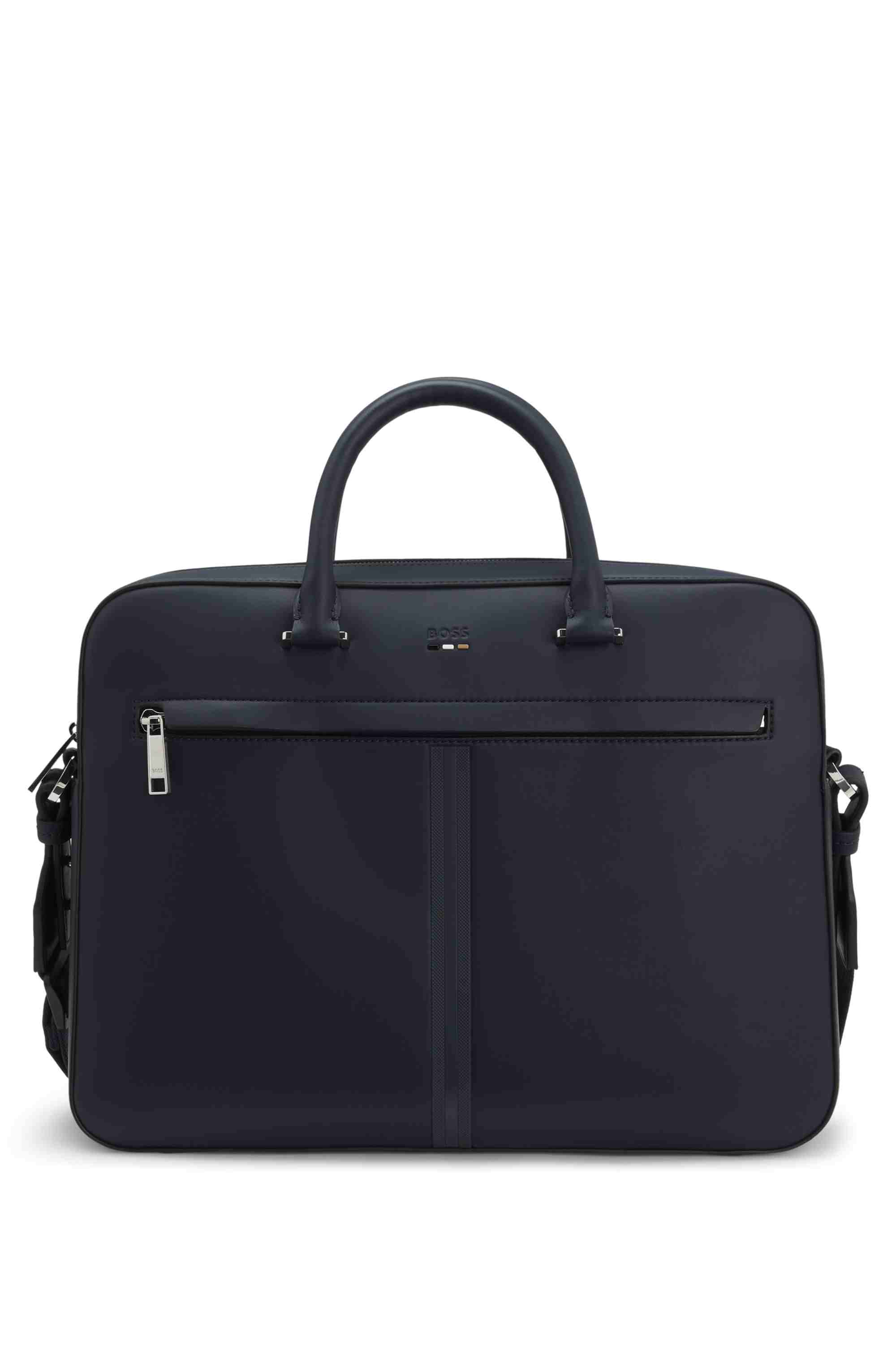 Faux-leather document case with textured trim