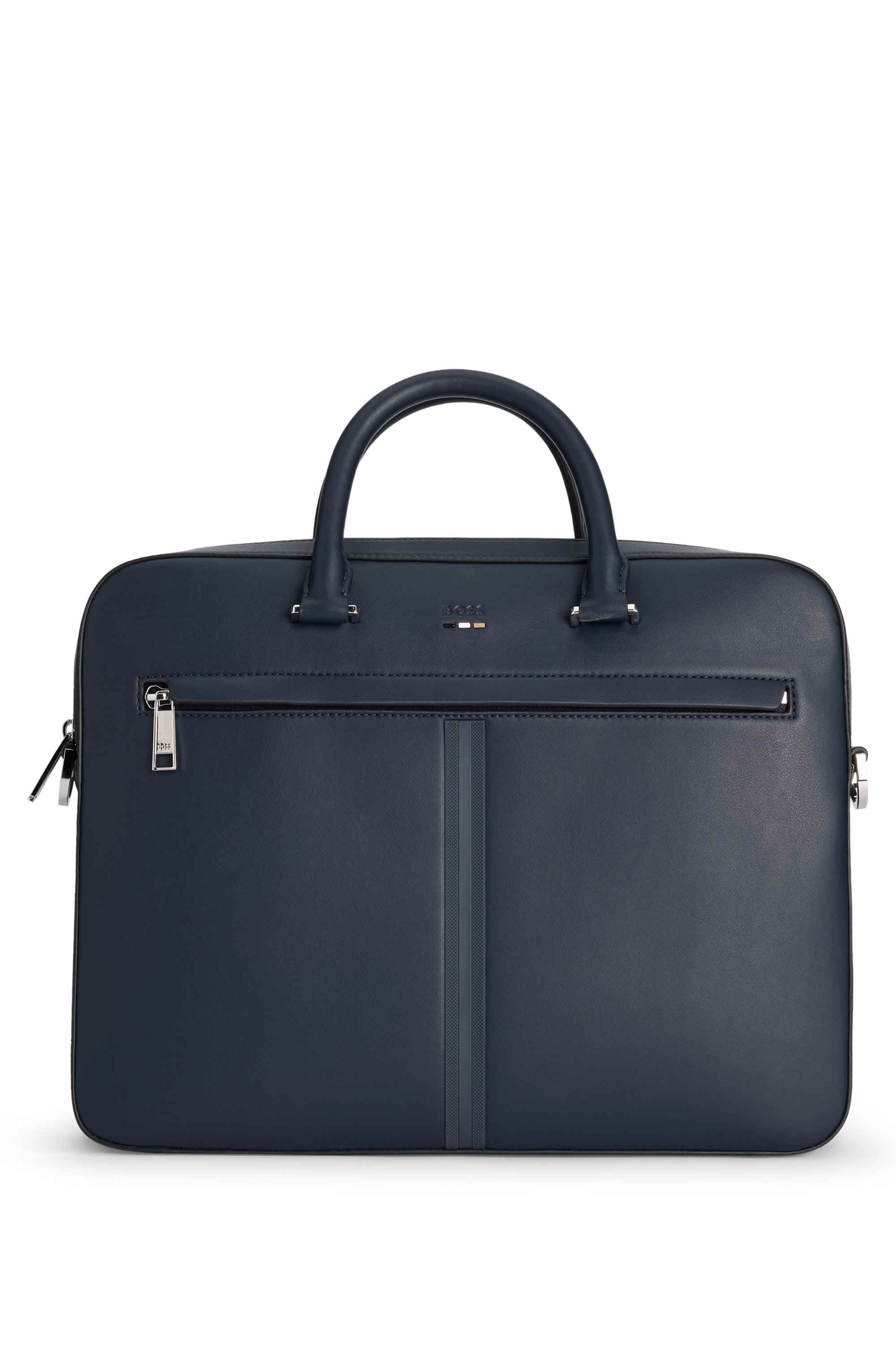 Faux-leather document case with textured trim