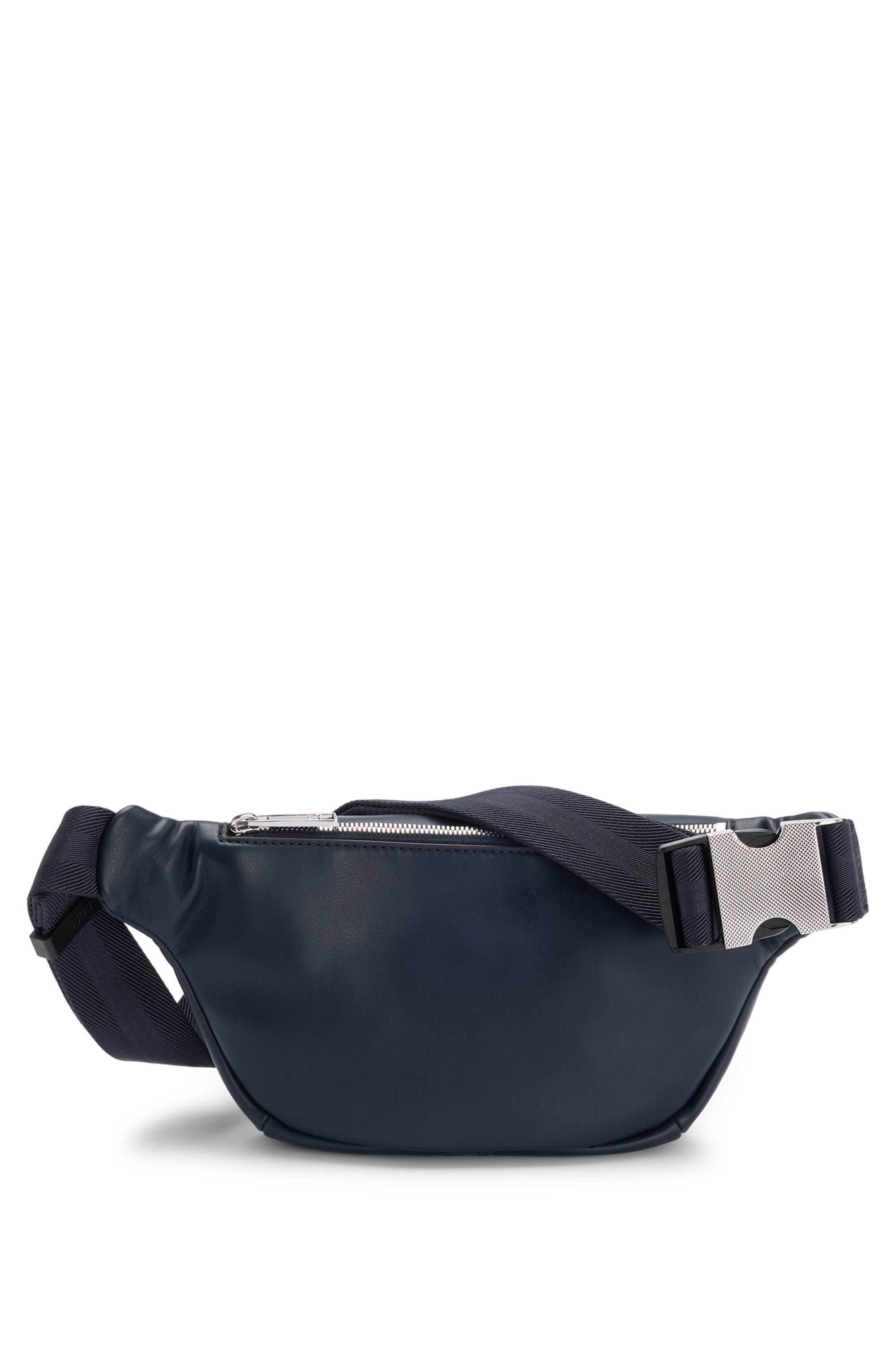 Faux-leather belt bag with textured trim