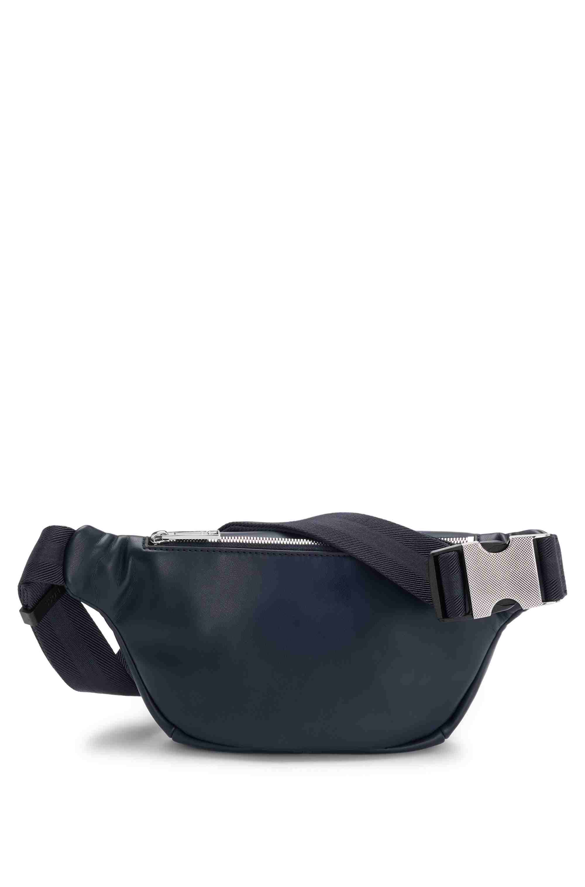 Faux-leather belt bag with textured trim