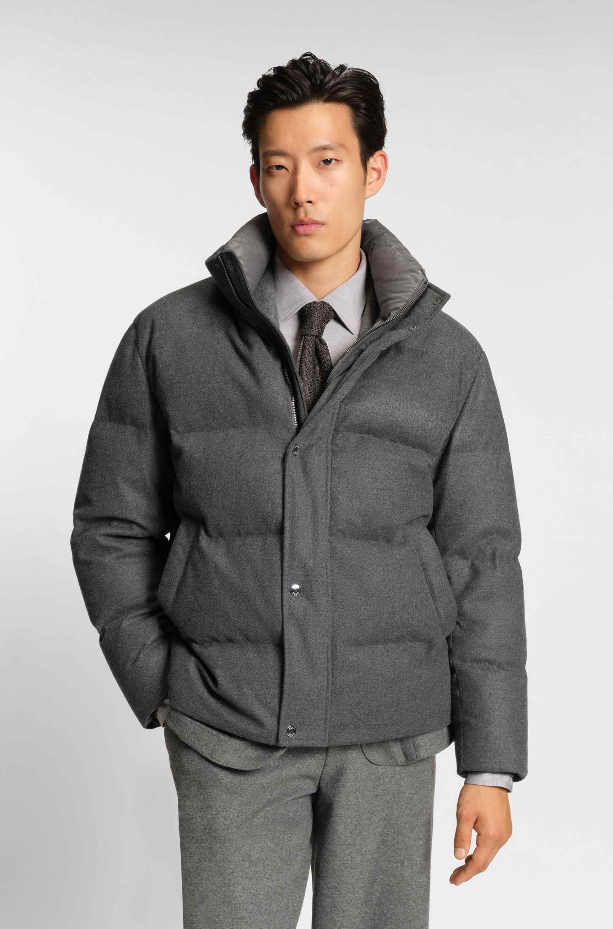 Flannel jacket with down filling