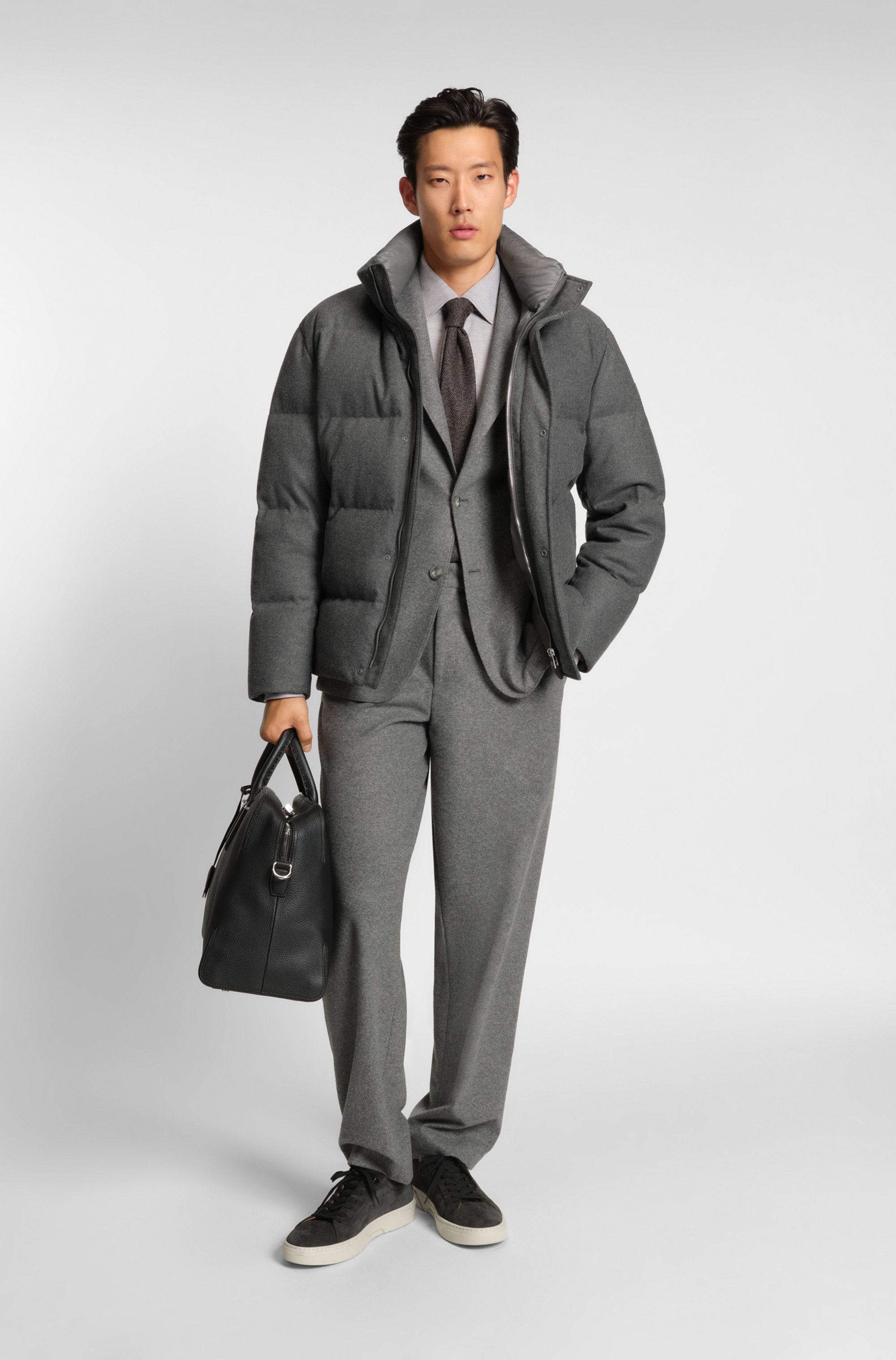 Flannel jacket with down filling