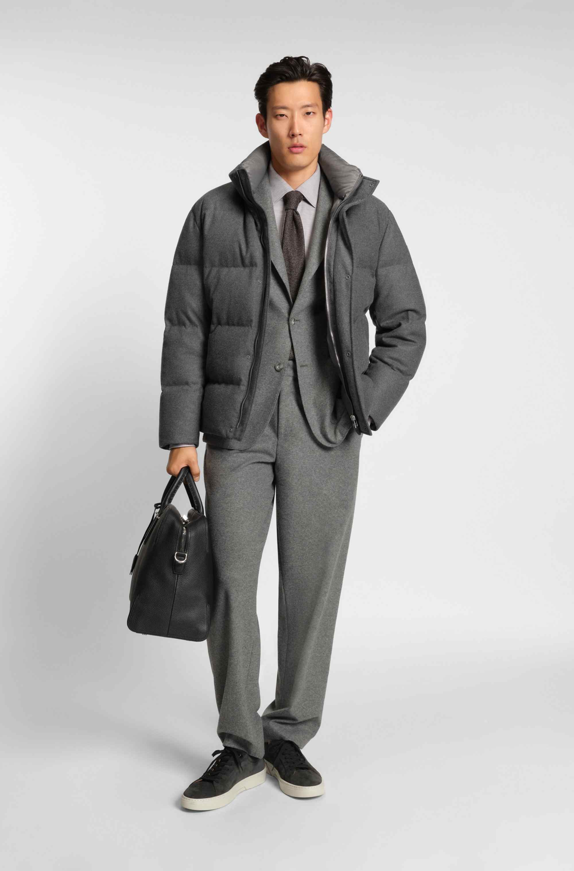 Flannel jacket with down filling