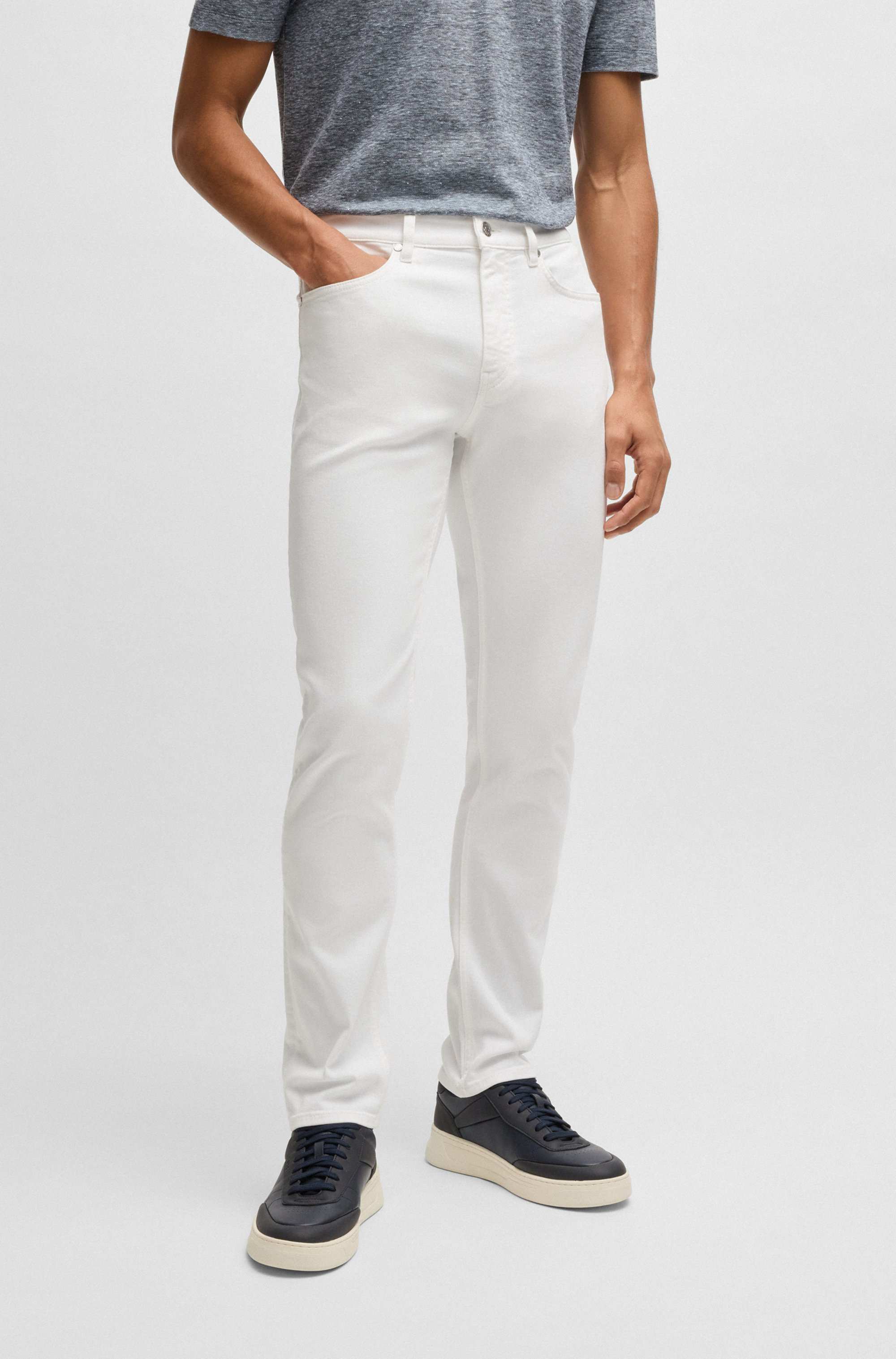 Delaware slim-fit jeans in white comfort-stretch denim