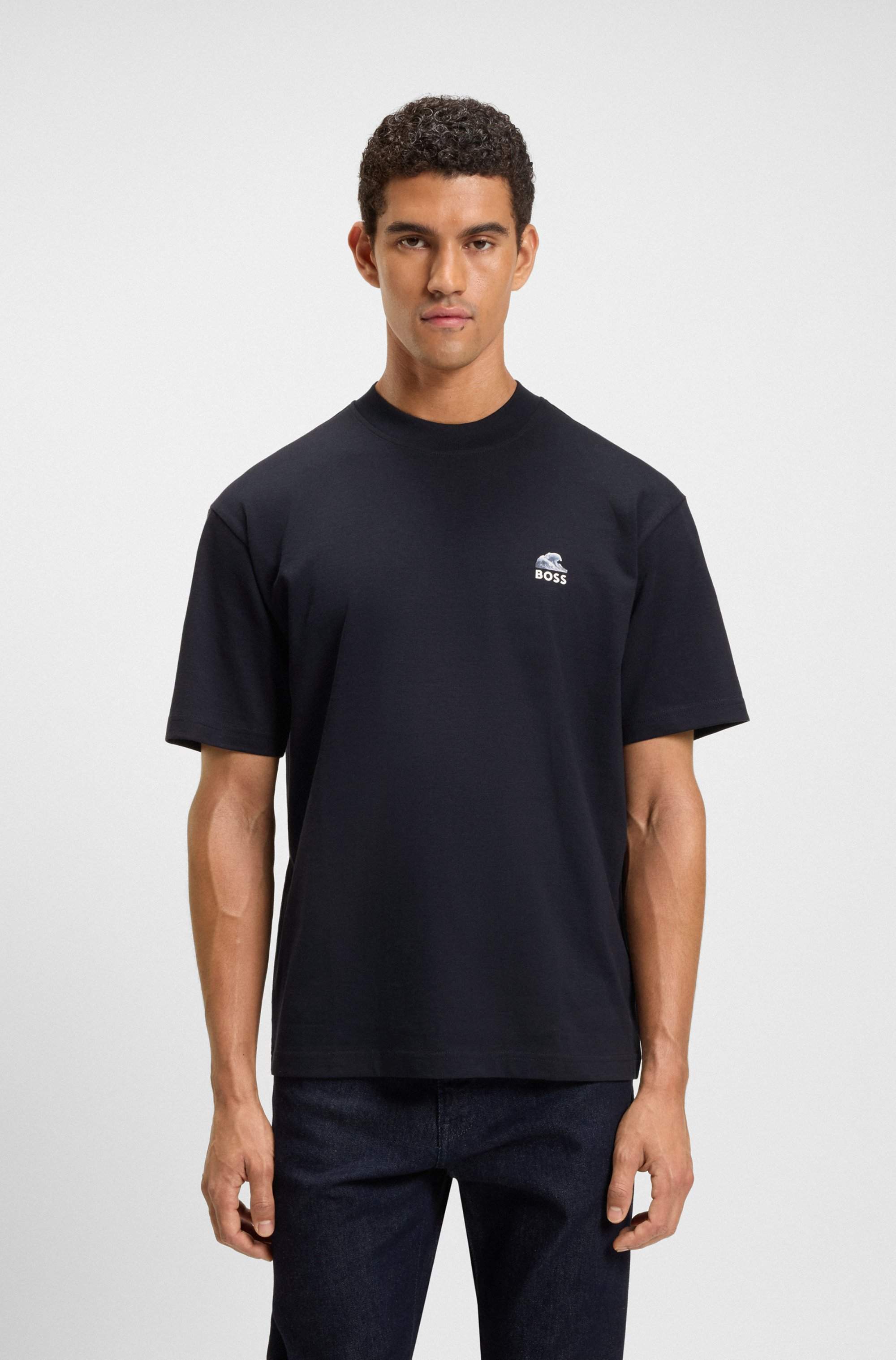 Slub-cotton T-shirt with rear graphic print